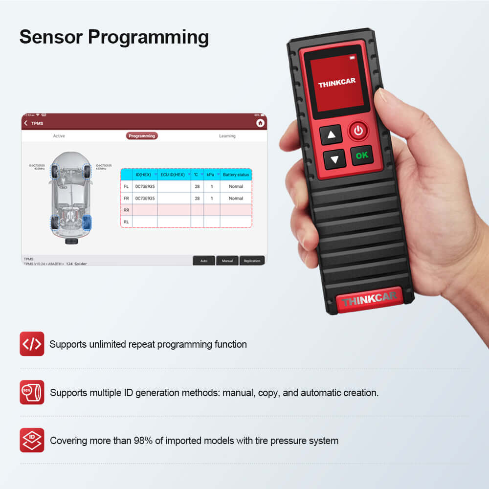 THINKCAR® THINKTPMS G2 TPMS Sensor Relearn Tool for Car Tire Pressure Monitoring System - Compatible with Most Vehicles, Easy Reset for Accurate Readings (Perfect for Mechanics & DIY Auto Repairs)
