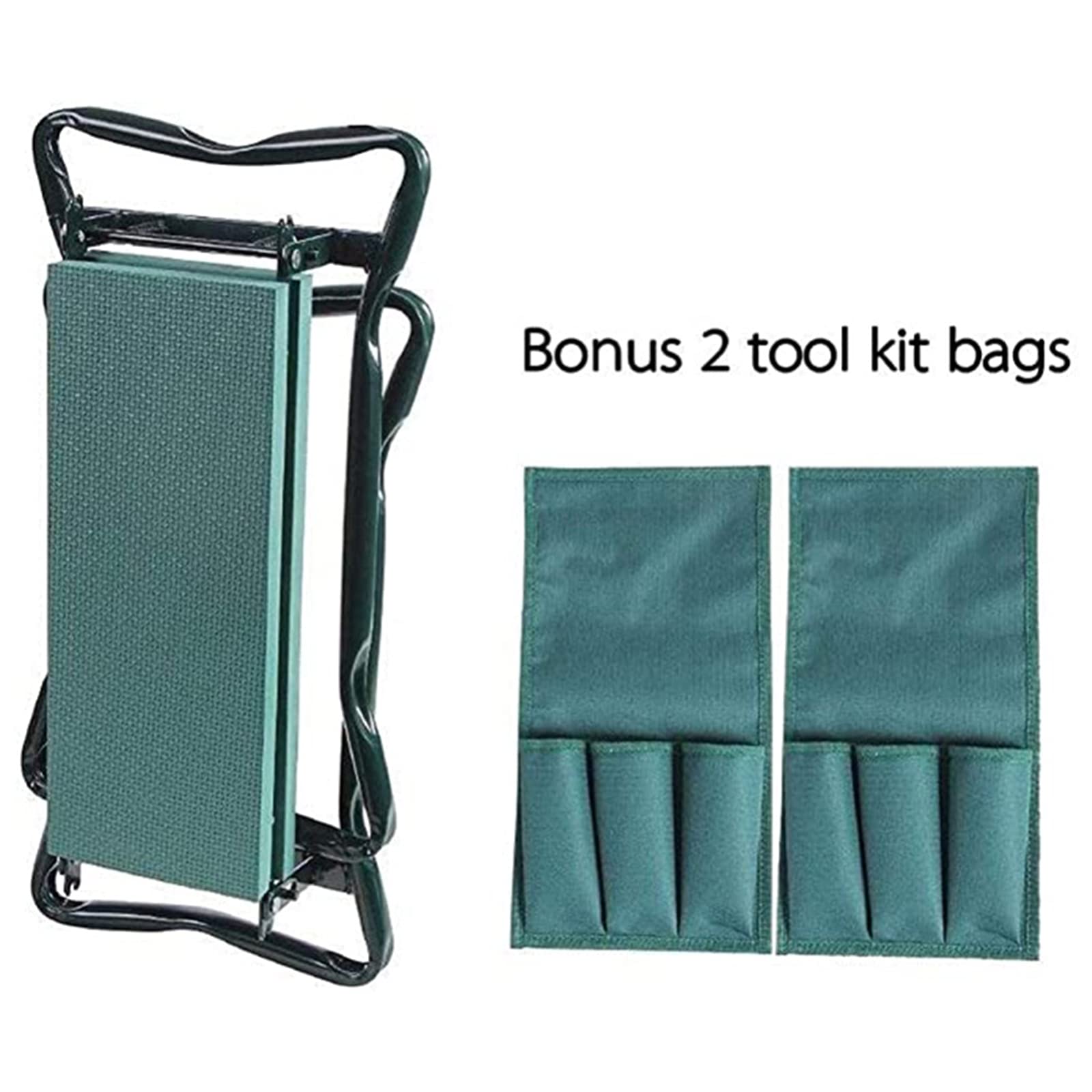 **Foldable Stainless Steel Garden Kneeler & Seat with Tool Bag & EVA Kneeling Pad - Gardening Gifts & Supplies for Outdoor Planting, Weeding & Yard Work**
