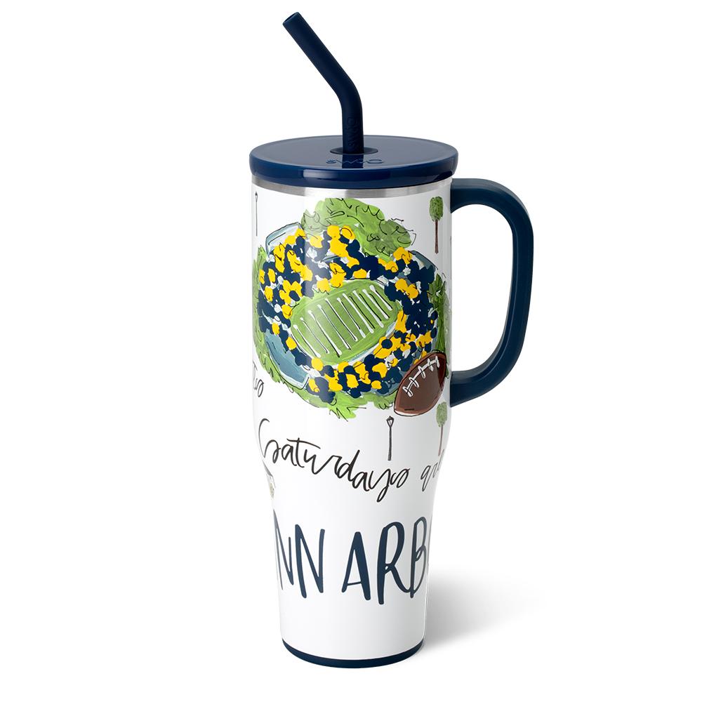 40oz Saturdays in Ann Arbor Mega Mug - Large Insulated Tumbler for Coffee, Tea & Cold Drinks - Perfect for Home, Office & Travel