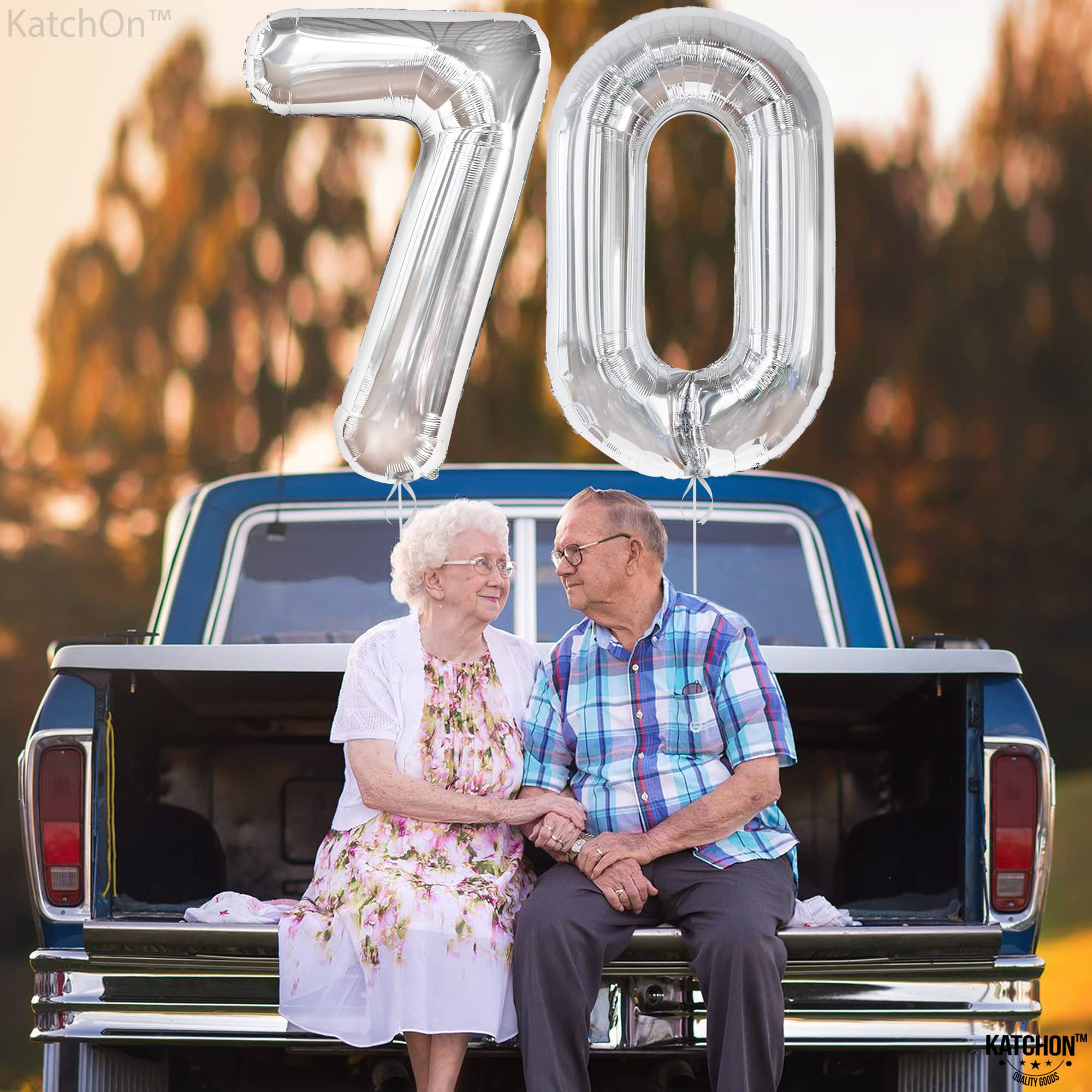 KatchOn Giant 40-Inch Silver 70 Balloon Numbers for 70th Birthday Party Decorations | Large Metallic Balloon Set for Milestone Celebrations, Anniversaries & Retirement Parties | Perfect for Photo Backdrops, Wall Decor & Event Centerpieces