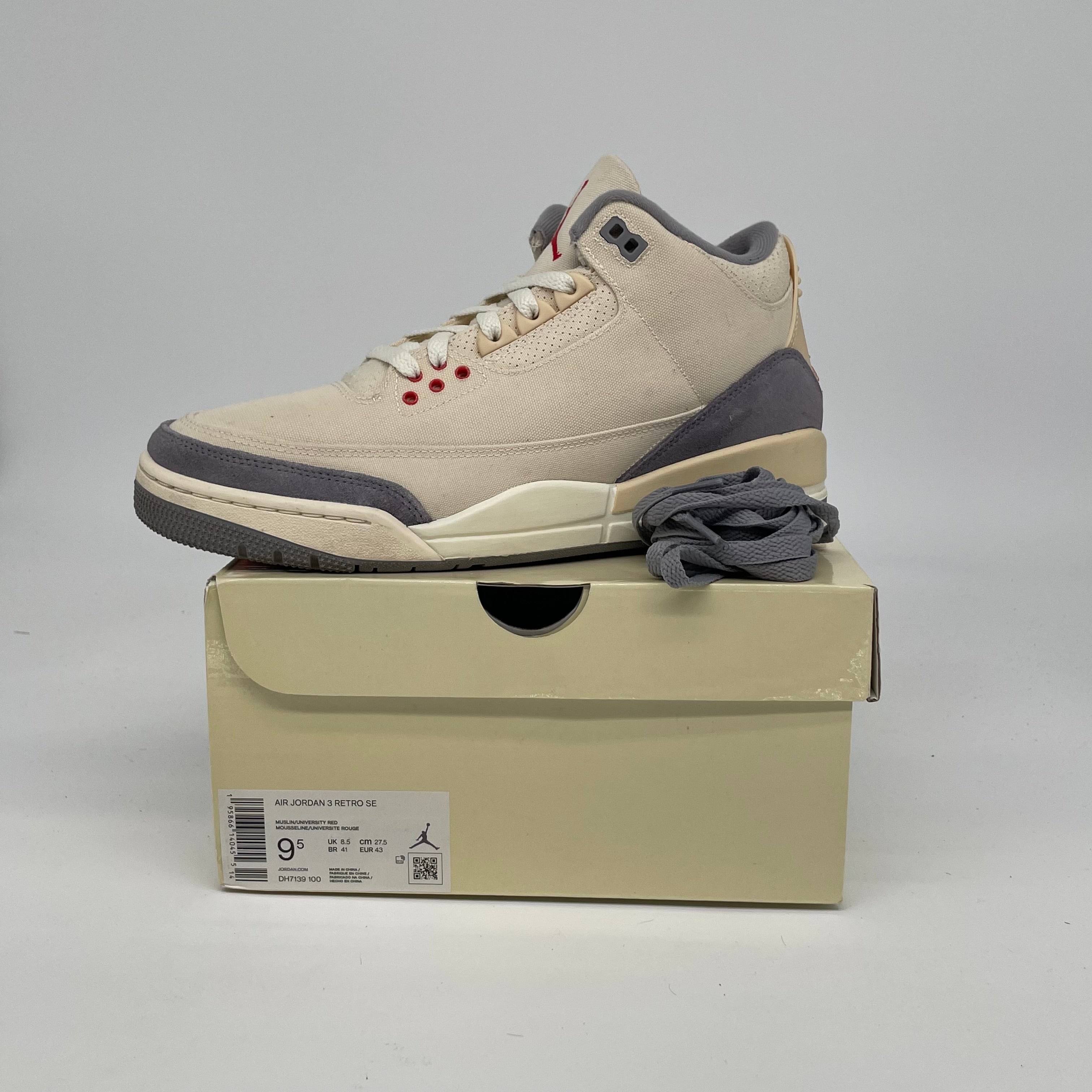 Original Title: AIR JORDAN 3 MUSLIN SIZE 9.5 DH7139 100   Optimized Title: Air Jordan 3 Retro 