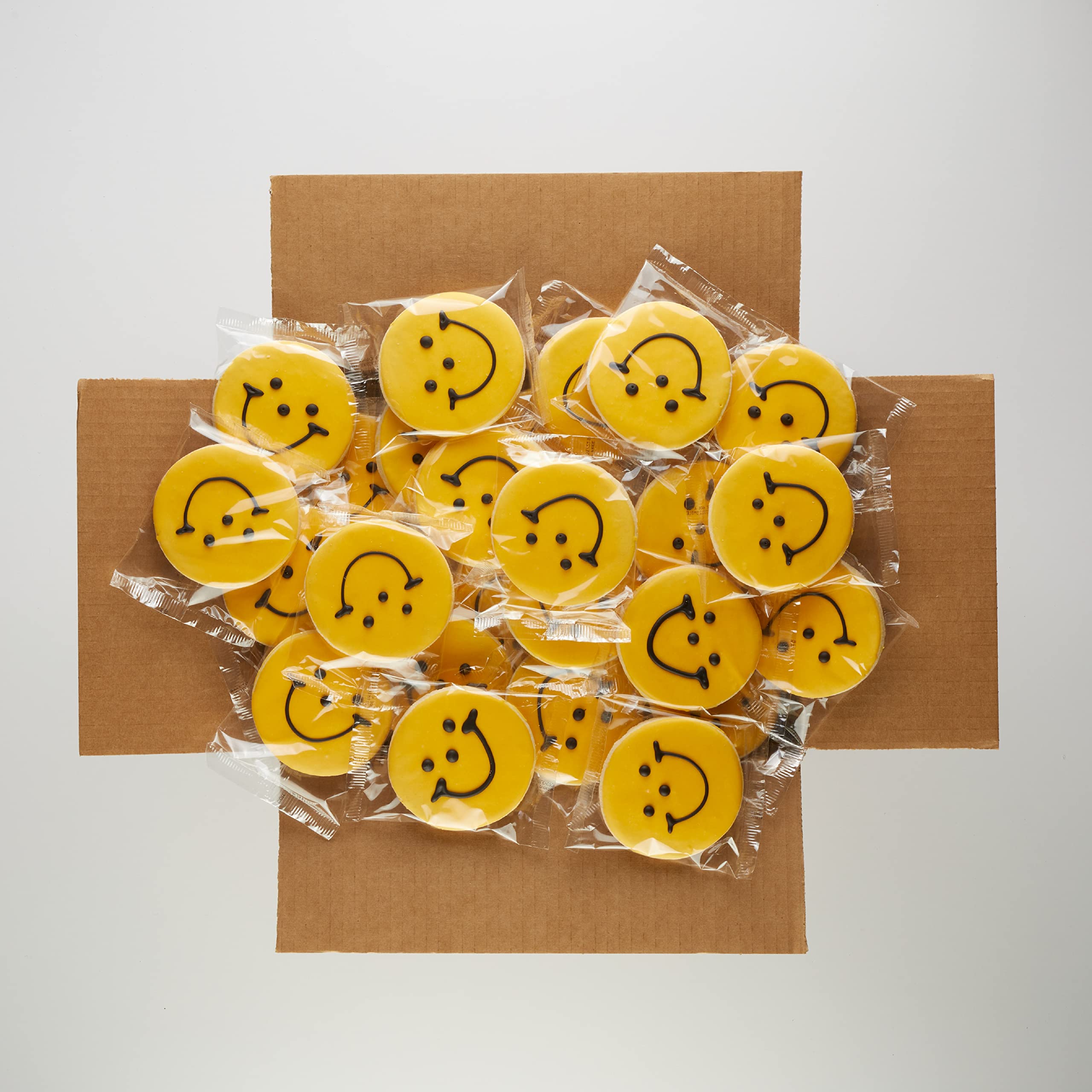 50-Pack Nut-Free Black & Gold Smiley® Face Cookies - Perfect for Birthday Parties, School Events & Holiday Celebrations