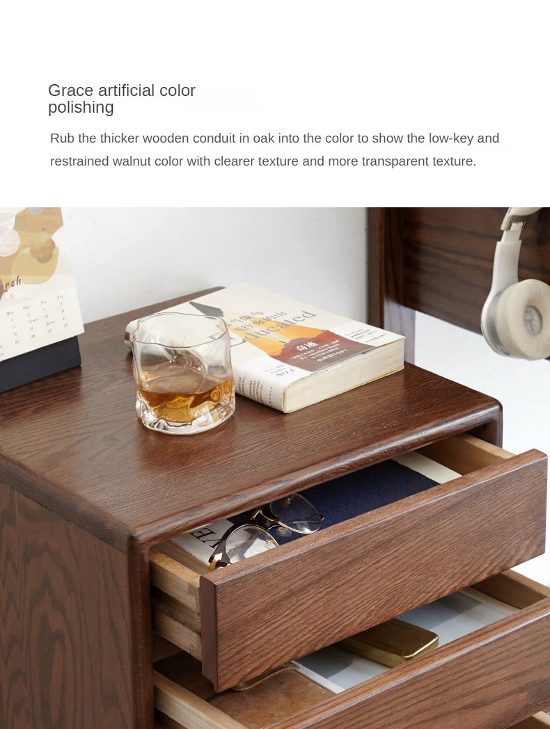 Solid Oak Wood Modern Combination Desk - Home Office Workstation for Study, Writing & Computer Use
