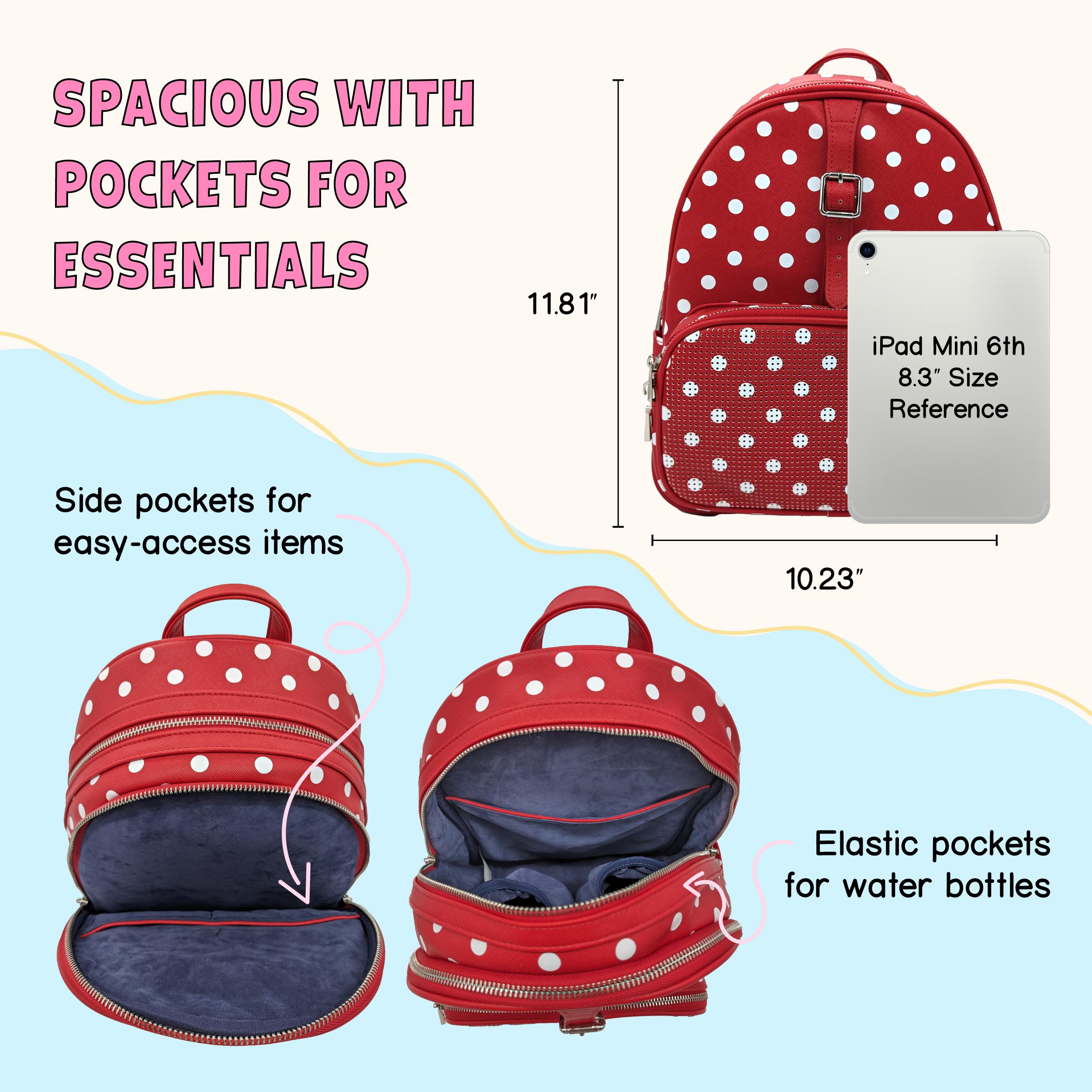 Waterproof Hydration Backpack with 30oz Insulated Tumbler - Lightweight Laptop Daypack for Women, Perfect for Hiking, Camping, Theme Parks & Work Commute (Minnie Dot Design) - Stay Hydrated On-The-Go