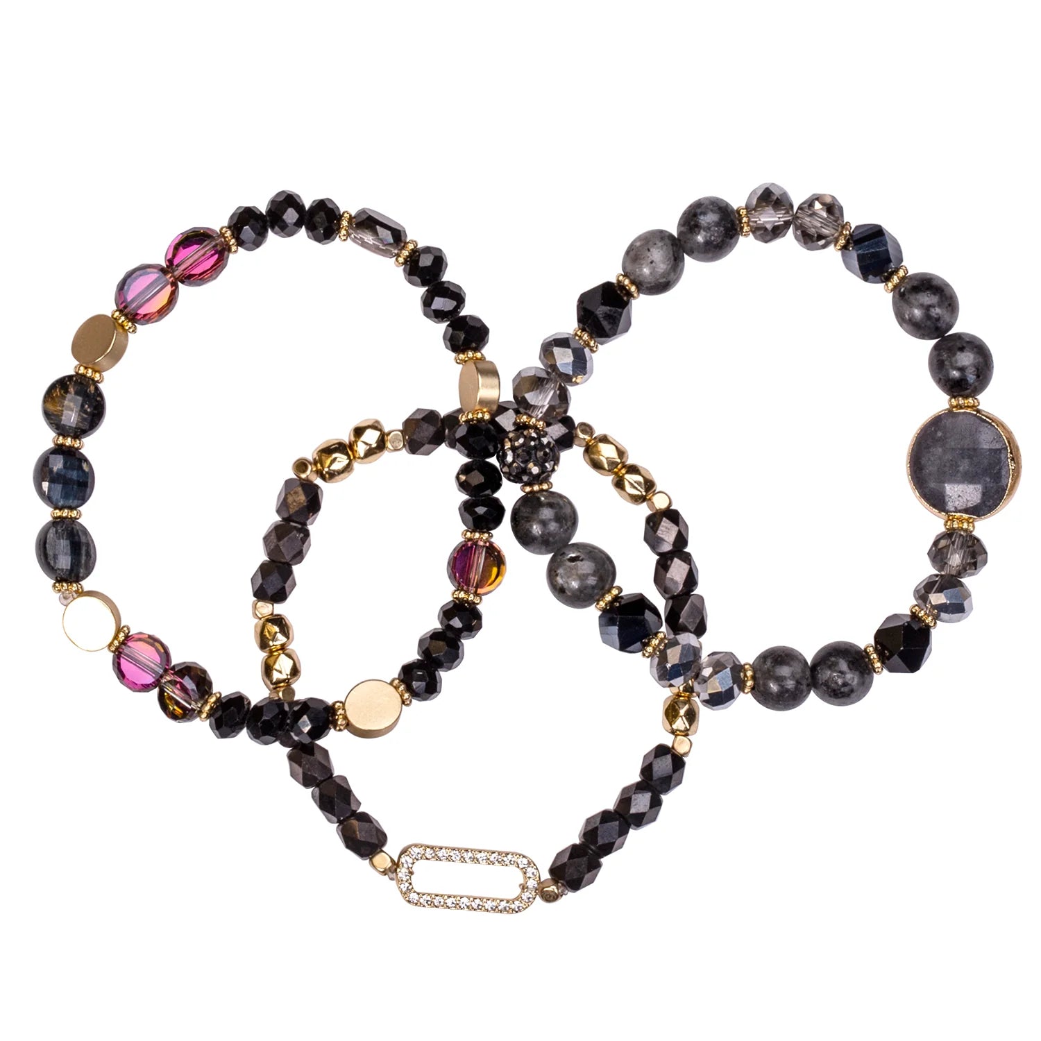 Mitzi Multi Bead Bracelet for Women - Black Adjustable Beaded Bracelet with Charms | Boho Chic Jewelry for Everyday Wear & Layering