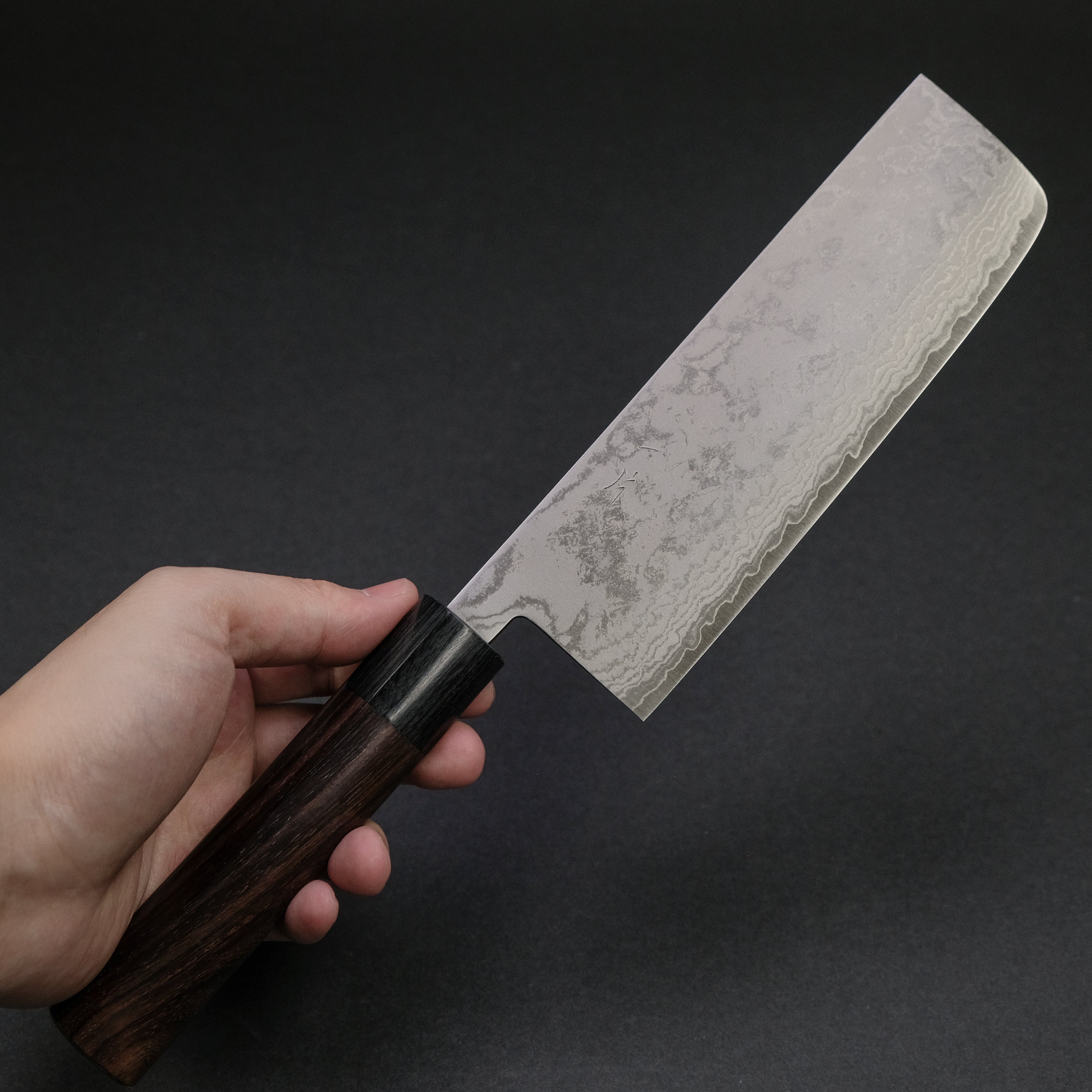 Premium Hitohira NM Damascus Nakiri Knife 165mm - Japanese Chef Knife with Rosewood Handle - Perfect for Sushi, Vegetables & Precision Cutting