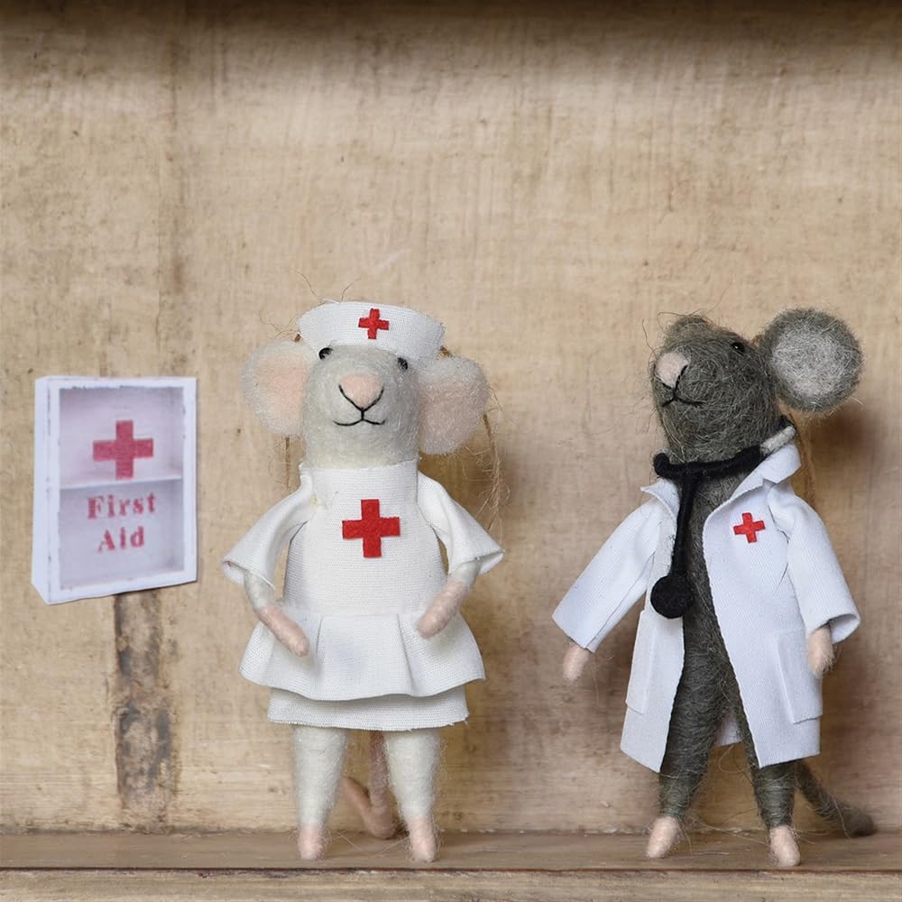 HomArt Felt Nurse Mouse Ornament - Christmas Decor Gift