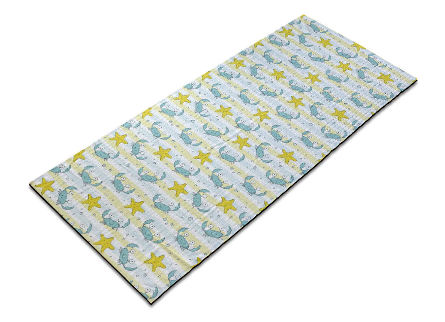 Ambesonne Non-Slip Yoga Mat Towel - Ocean Theme with Crabs, Starfish & Bubbles Design | 25