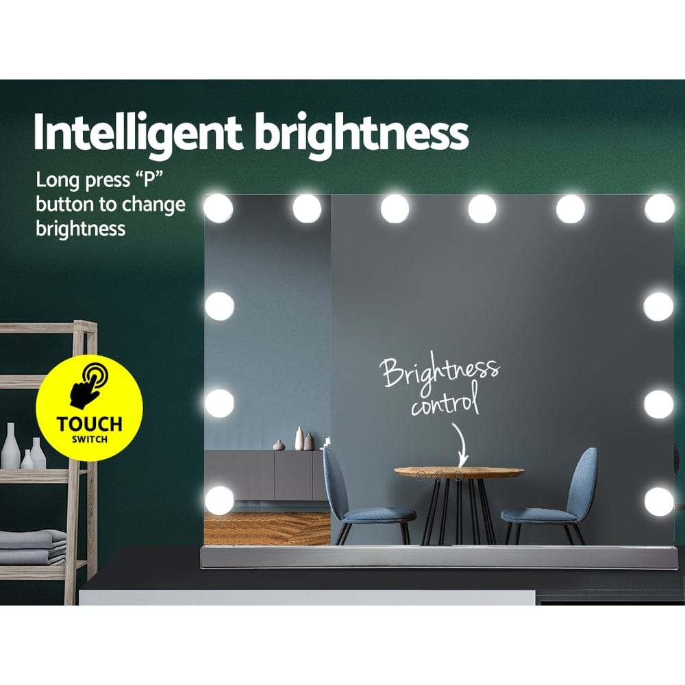 Embellir Hollywood Vanity Mirror with Lights - 58X46cm Wall Mounted Makeup Mirror, 15 LED Dimmable Lighted Mirror for Bathroom, Bedroom & Dressing Room