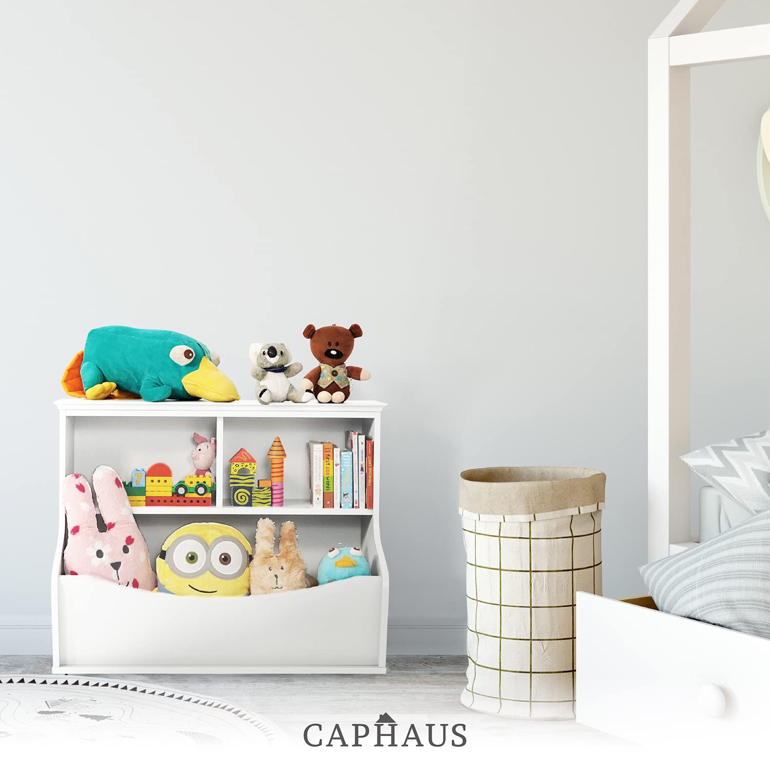CAPHAUS Kids' Toy Storage Organizer - Multifunctional Book & Toy Cabinet with Open Cubby Shelves for Nursery, Playroom, Closet | Perfect for Home Organization & Child's Play Area