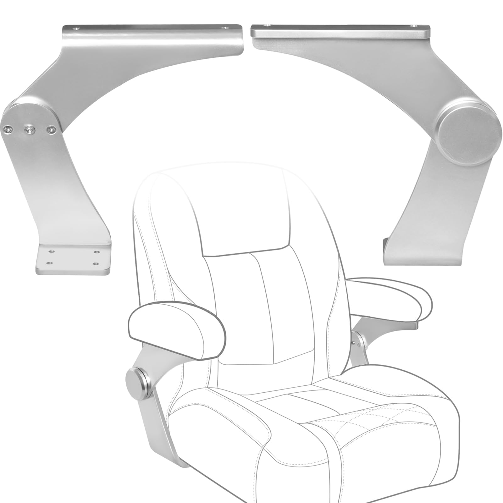 **Aluminum Boat Pivot Flip-Up Armrest Set - 80° Rotation, Left & Right Pair - Durable Marine Seat Hinge for Fishing Boats & Yachts**