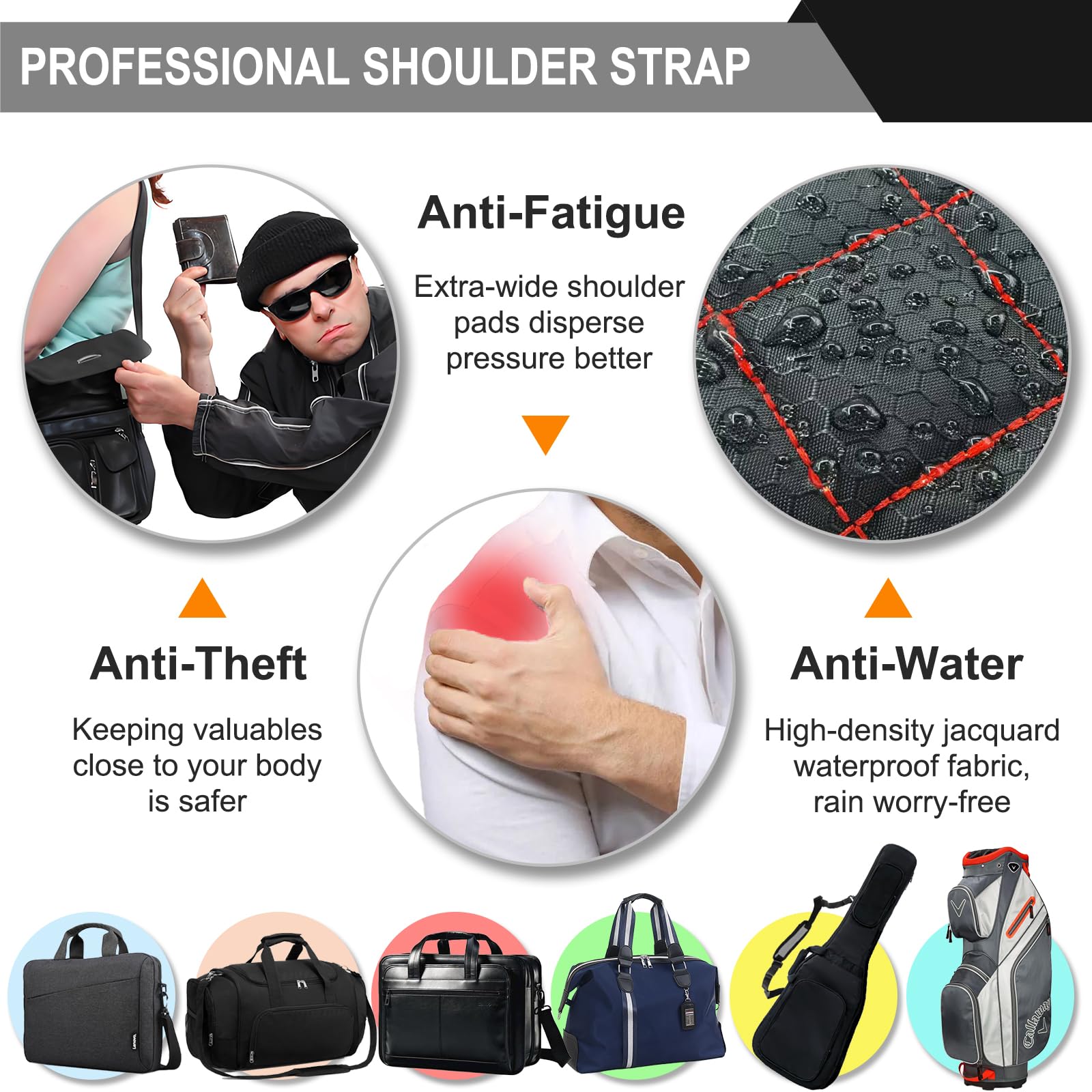 Ultra Comfortable Anti-Theft Shoulder Strap Bag Belt with Padded Design & 2-Tone Reversible Style - Perfect for Travel, Commuting, and Everyday Security