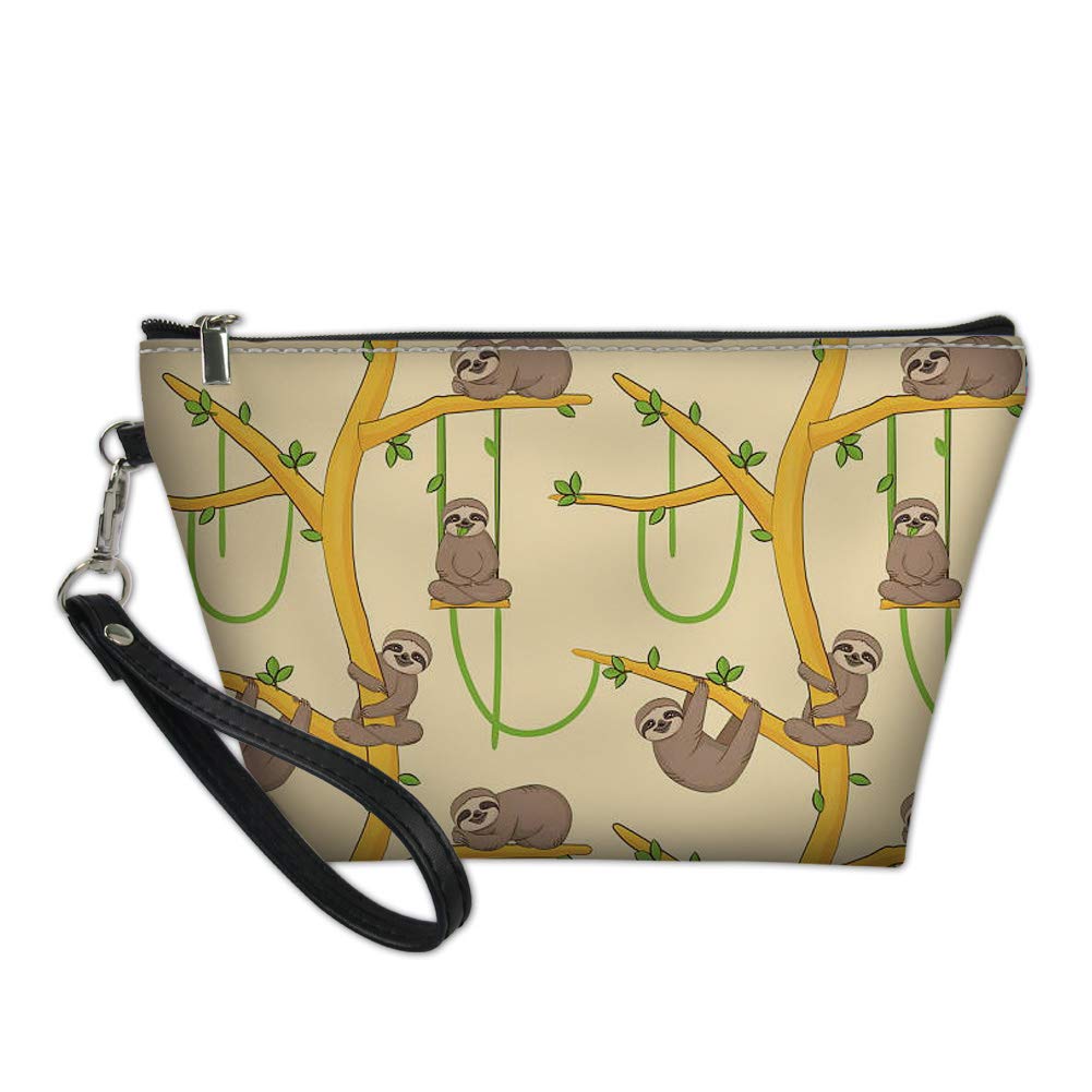 Amzbeauty Cute Sloth Makeup Bag - Waterproof PU Leather Cosmetic Pouch with Zipper for Women | Travel Toiletry Organizer, Gift Idea for Her | Perfect for Vacation, Gym & Daily Essentials Storage