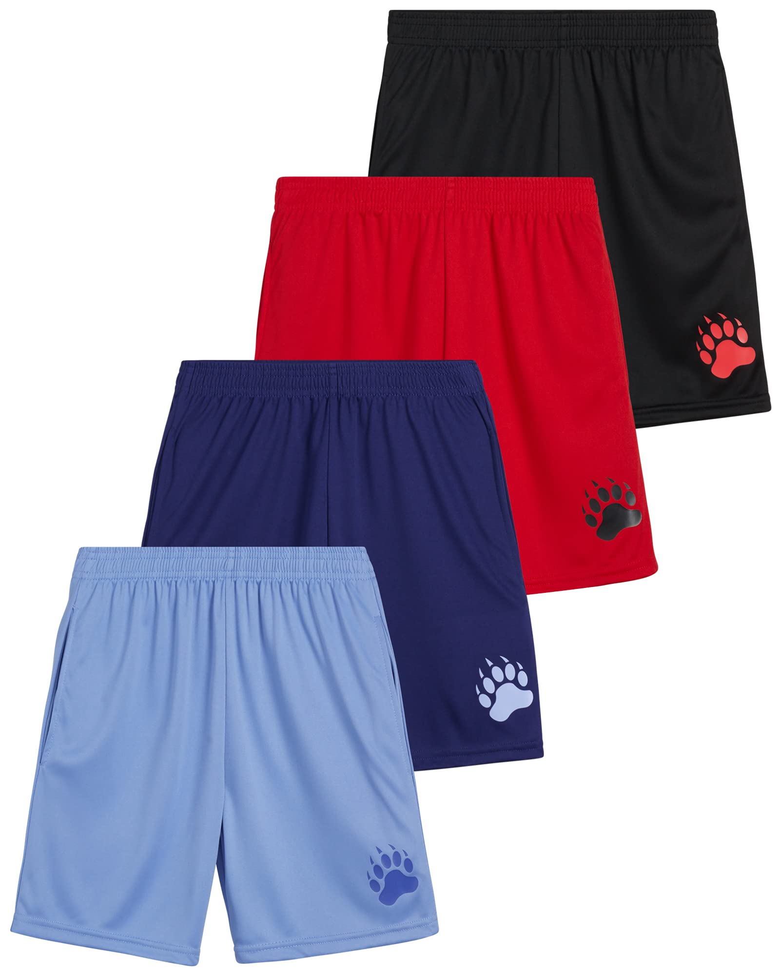 Black Bear Boys' Active Shorts - 4 Pack Dry-Fit Athletic Shorts for Sports & Play