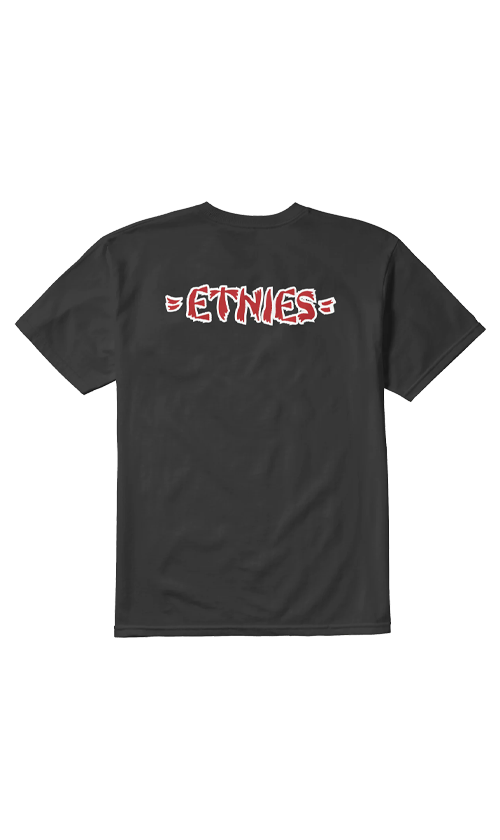 Etnies Rebel E Men's T-Shirt - Red & Black Graphic Tee for Skateboarding & Casual Streetwear