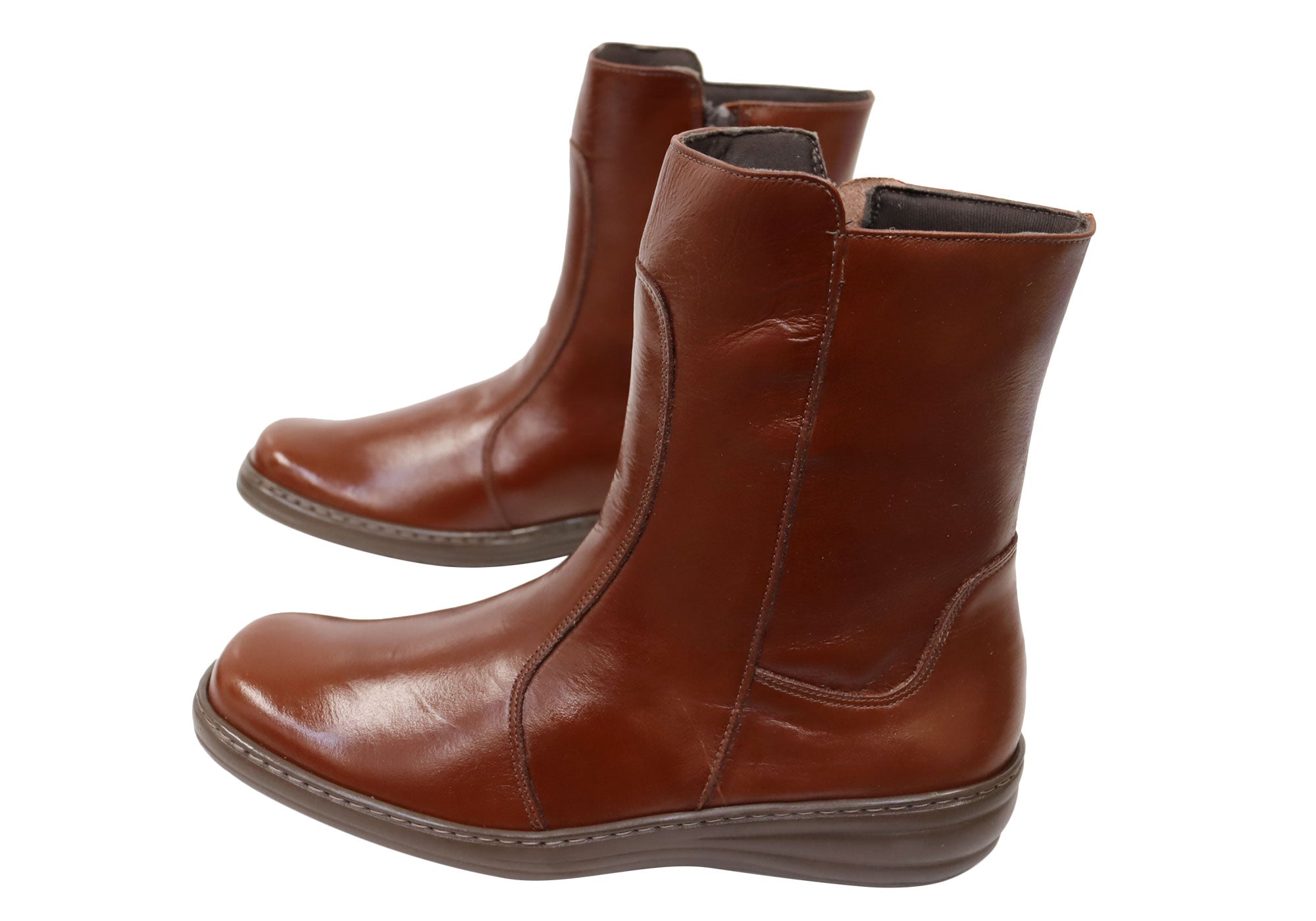 Mironneli Lorrie Women's Comfortable Brazilian Leather Mid Calf Boots - Stylish Ankle Booties for Fall & Winter Fashion | Perfect for Office, Dating & Night Out