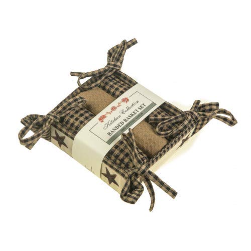 AG-48300 Bread Basket Set - Star Black Check Pattern - Perfect for Serving Bread, Rolls, and Pastries at Home, Restaurants, or Cafes