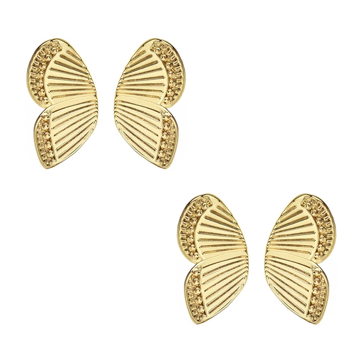 14K Gold Plated Butterfly Wings Stud Earrings for Women - Minimalist Lightweight Cartilage Earrings in Silver & Rose Gold - Dainty Hypoallergenic Ear Jewelry for Everyday Wear, Date Night & Special Occasions