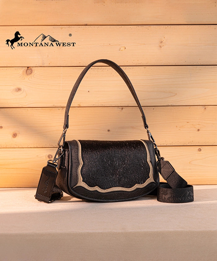 Montana West Genuine Hair On Cowhide Leather Shoulder Bag for Women - Stylish Western Crossbody Purse for Rodeo, Country Music Festivals & Outdoor Adventures
