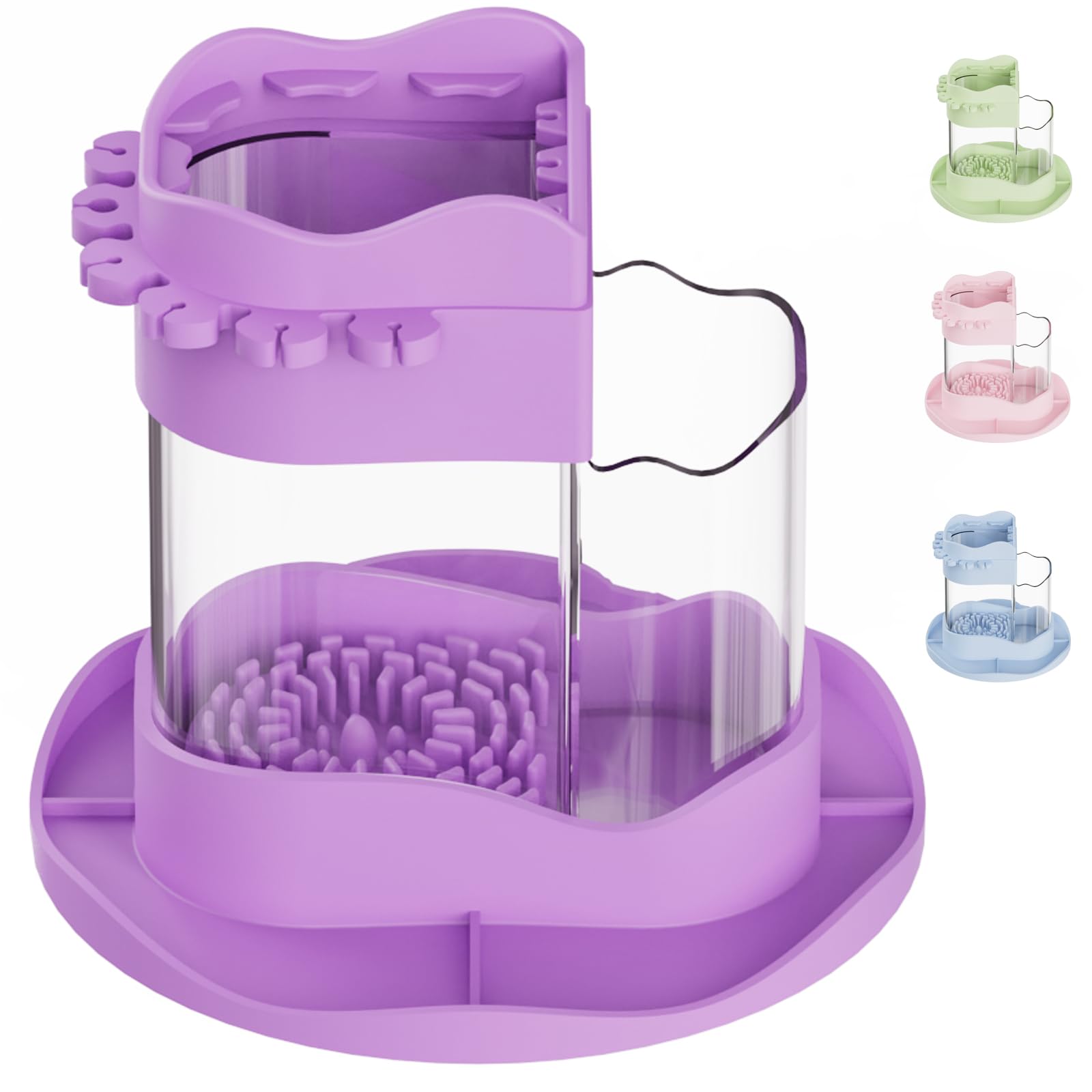 Premium Silicone Paint Brush Cleaner & Rinser Cup with Brush Holder - All-in-One Cleaning System for Acrylic, Watercolor & Water-Based Paints - Portable Artist Tool for Studio, Classroom & Outdoor Painting (Purple)