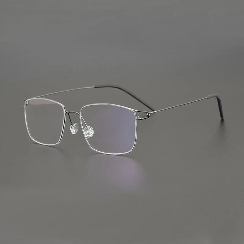 Unisex Black Titanium Square Screwless Full Rim Eyeglasses Frame 42001 - Lightweight & Durable for Work, Reading, and Everyday Wear