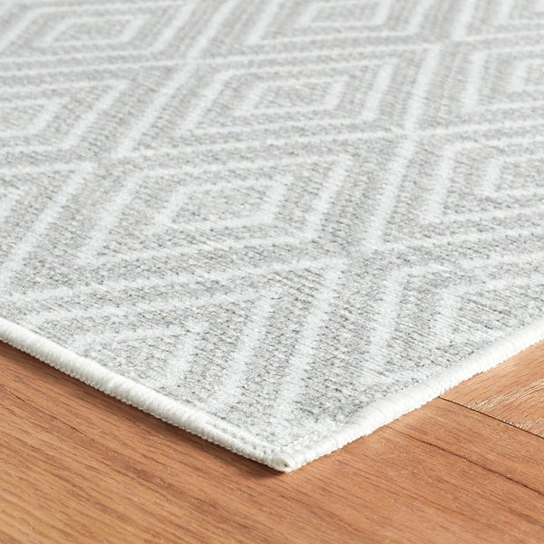 Premium Diamond Platinum/White Machine Washable Area Rug - Soft & Durable for Living Room, Bedroom, Office Decor
