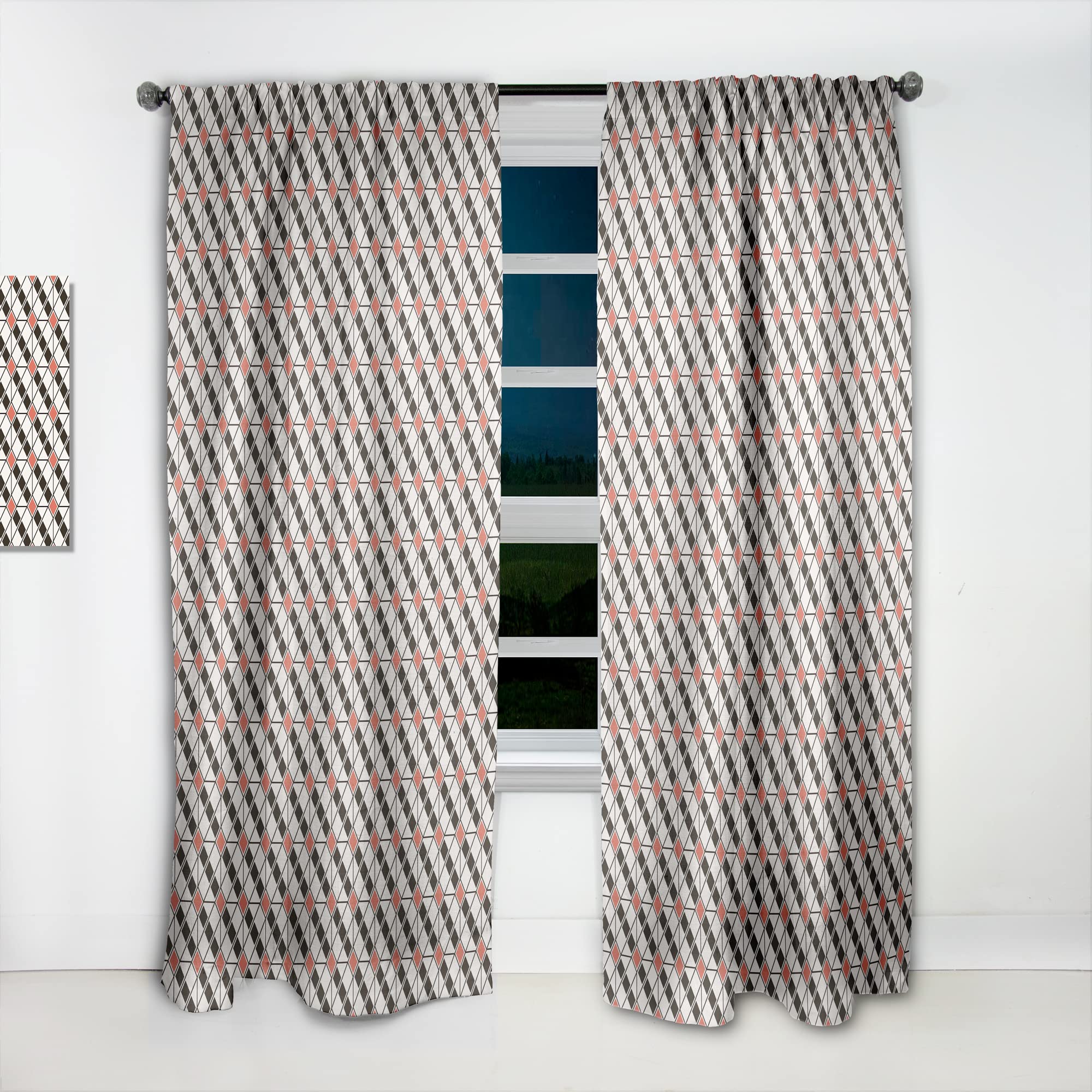 DesignQ Abstract Retro Pattern Thermal Insulated Curtains - Single Panel 52x95 Inches - Blackout Drapes for Bedroom & Living Room - Perfect for Home Decor, Privacy & Energy Efficiency