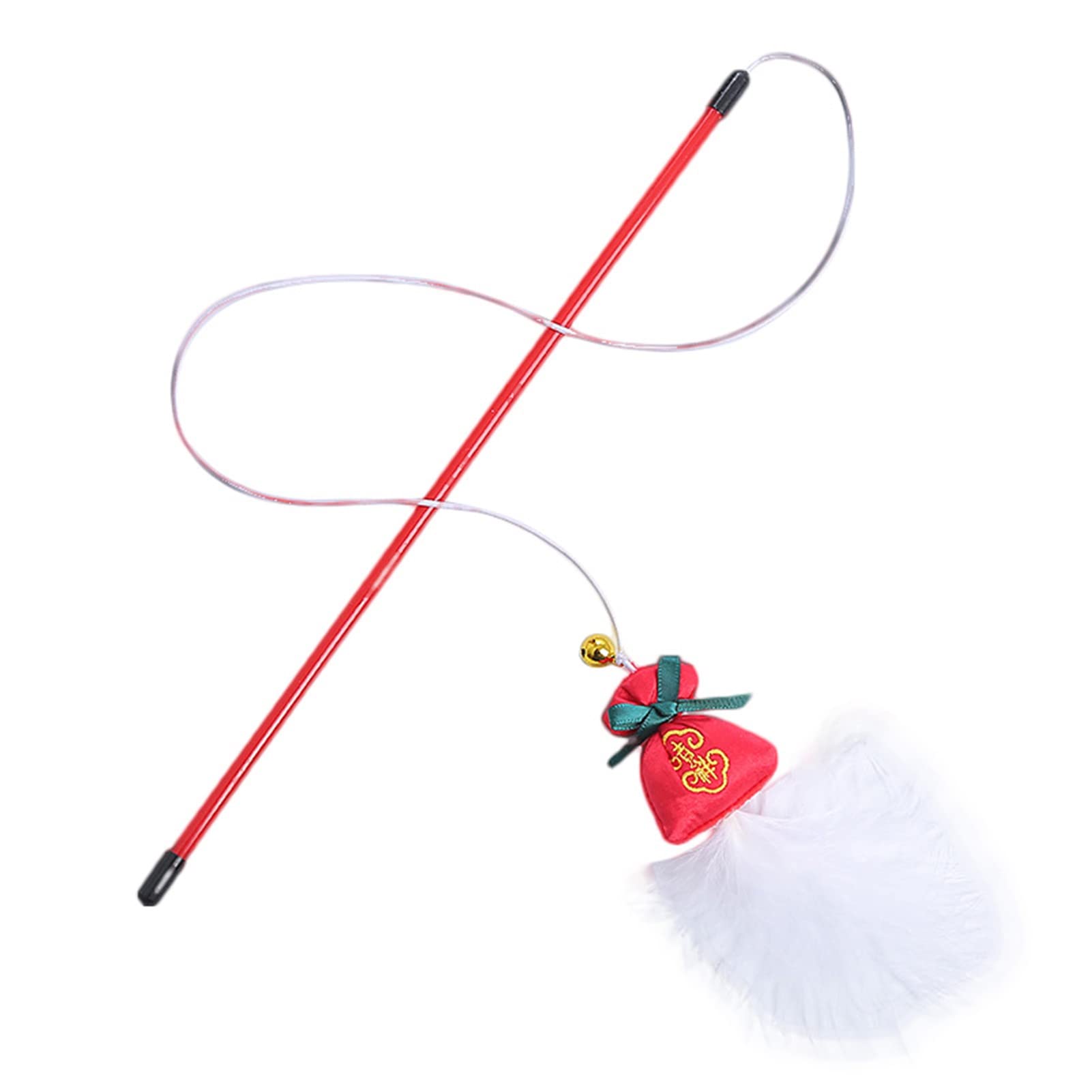 LAJIAO Cat Stick Toy with Feather & Bell - Interactive Pet Teaser Wand for Boredom Relief - Perfect for Playtime, Training & Bonding with Your Cat