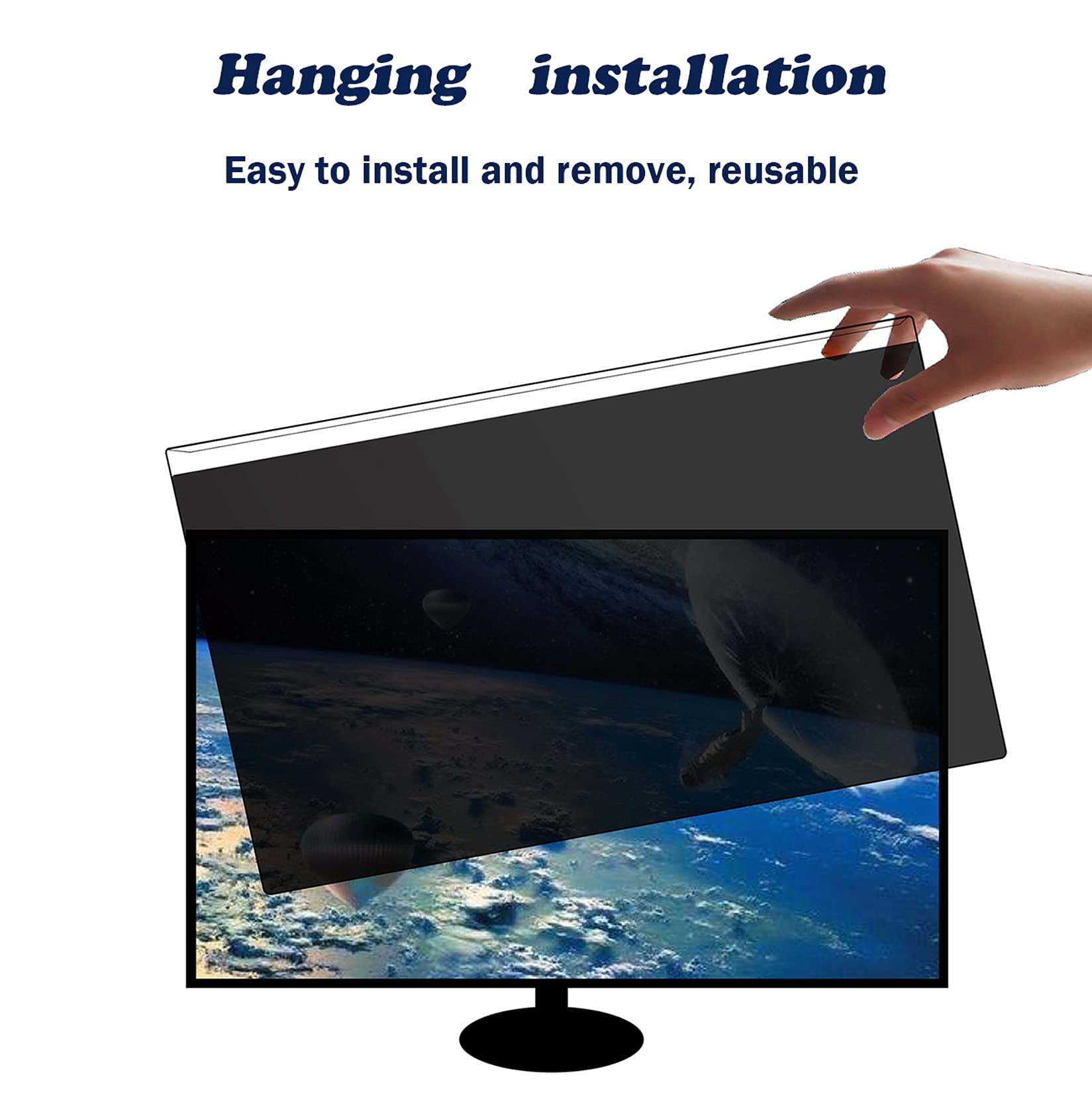 WLWLEO Anti-Glare & Anti-Blue Light Computer Privacy Screen Protector - Hanging Anti-Peeping Panel for 12-27 Inch Desktop & Laptop Monitors - Ideal for Office, Home, and Public Use