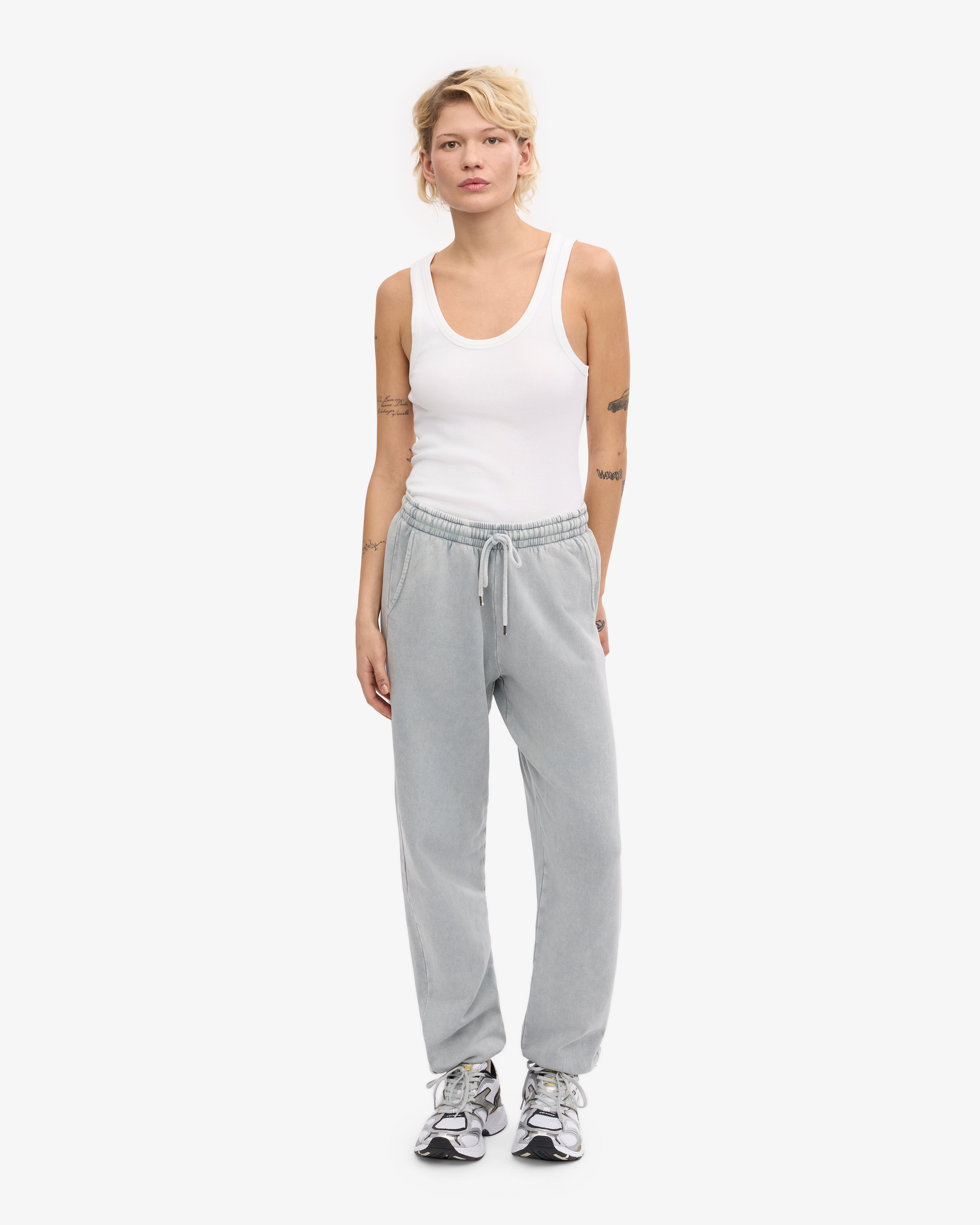 Organic Cotton Sweatpants for Women & Men - Soft Faded Grey Joggers for Lounge & Workout - Comfortable Casual Pants for Home, Gym & Travel