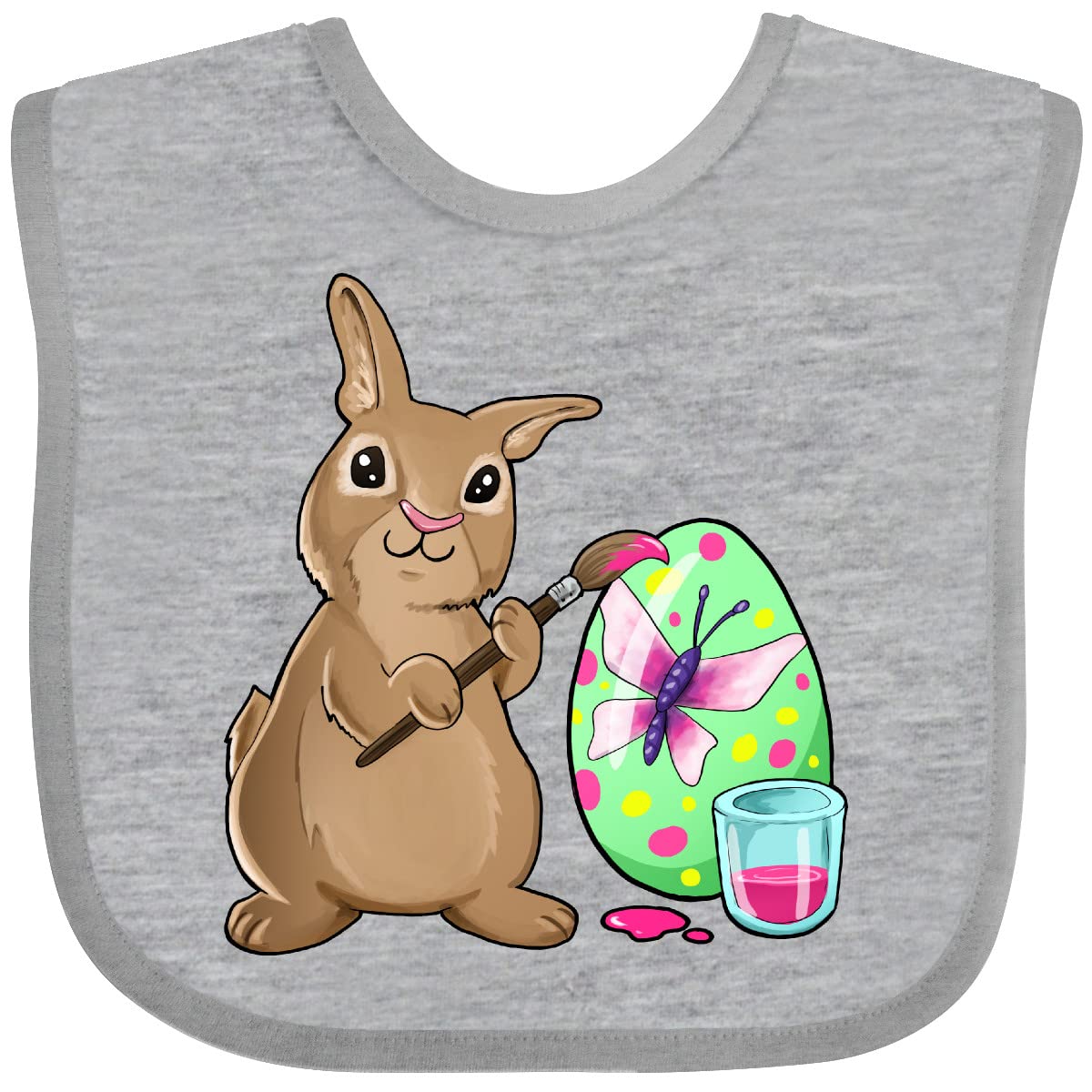 Inktastic Adorable Brown Easter Bunny Painting Egg Baby Bib - Perfect for Easter Celebrations, Baby Showers, and Holiday Photo Shoots