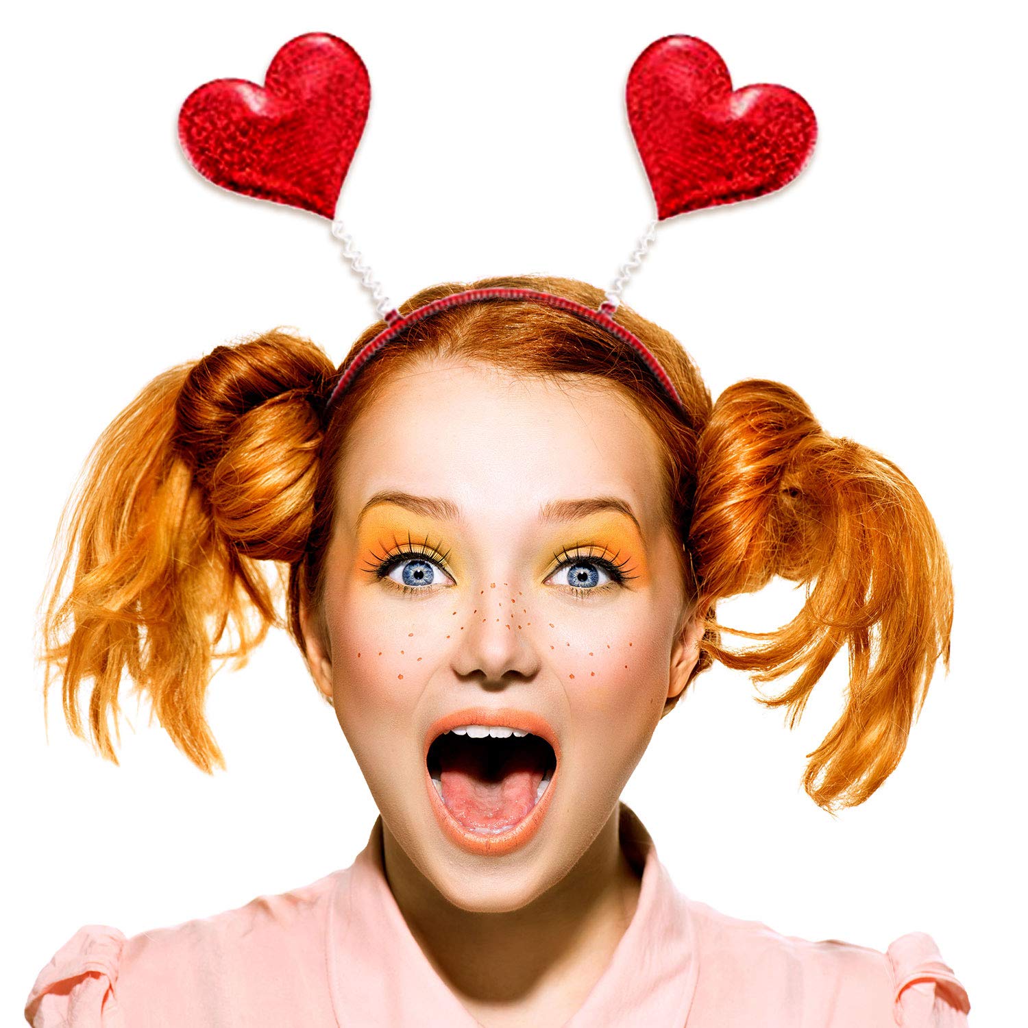 8 Pack Valentine's Day Heart Headbands - Glitter Heart Hair Accessories for Valentine's Party, Girls' Celebration, Photo Props & Festive Decorations