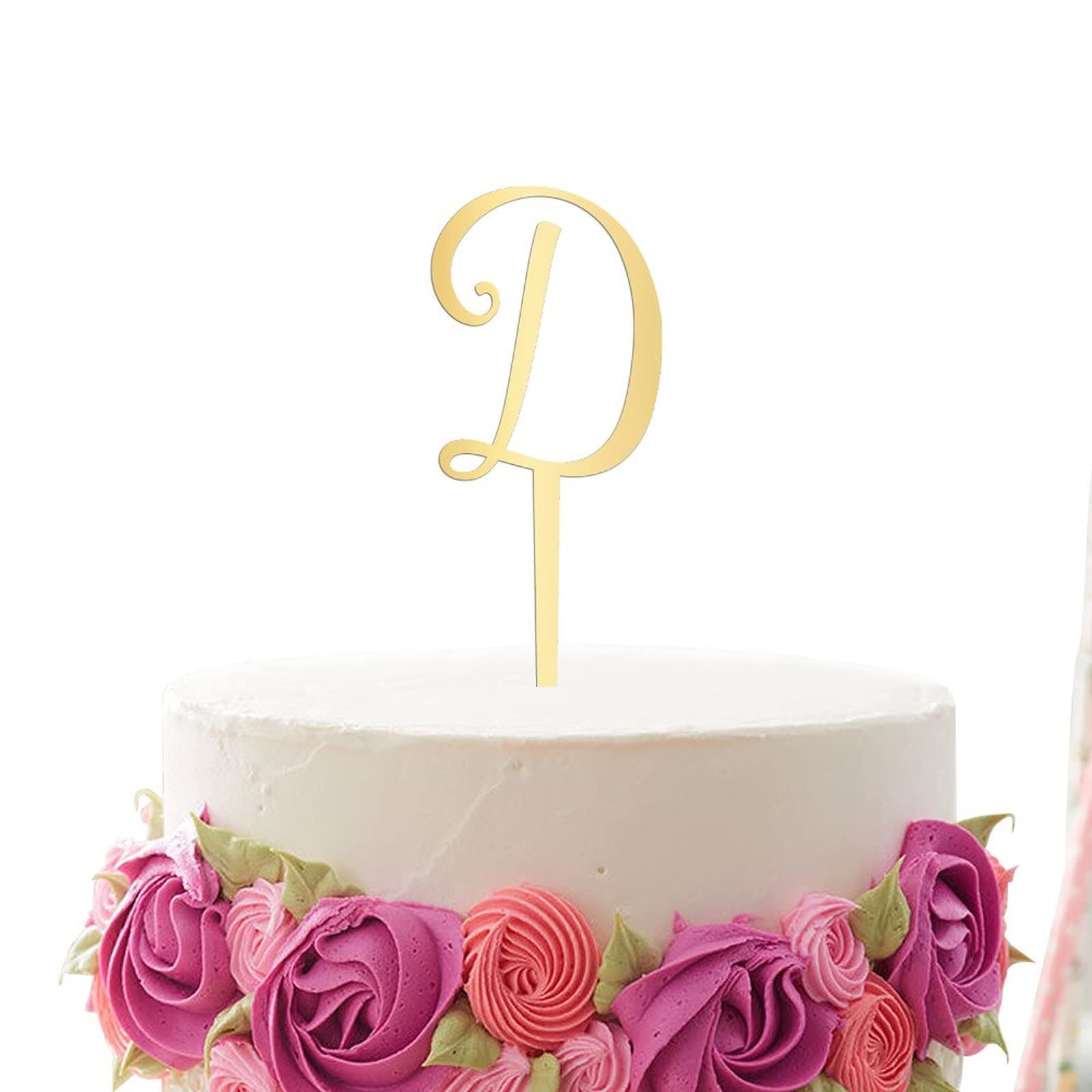 Gold Glitter Letter D Cake Topper - Personalized Acrylic Cake Decor for Birthday Parties, Rustic Weddings & Special Events - Perfect for Custom Cakes, Cupcakes & Dessert Displays