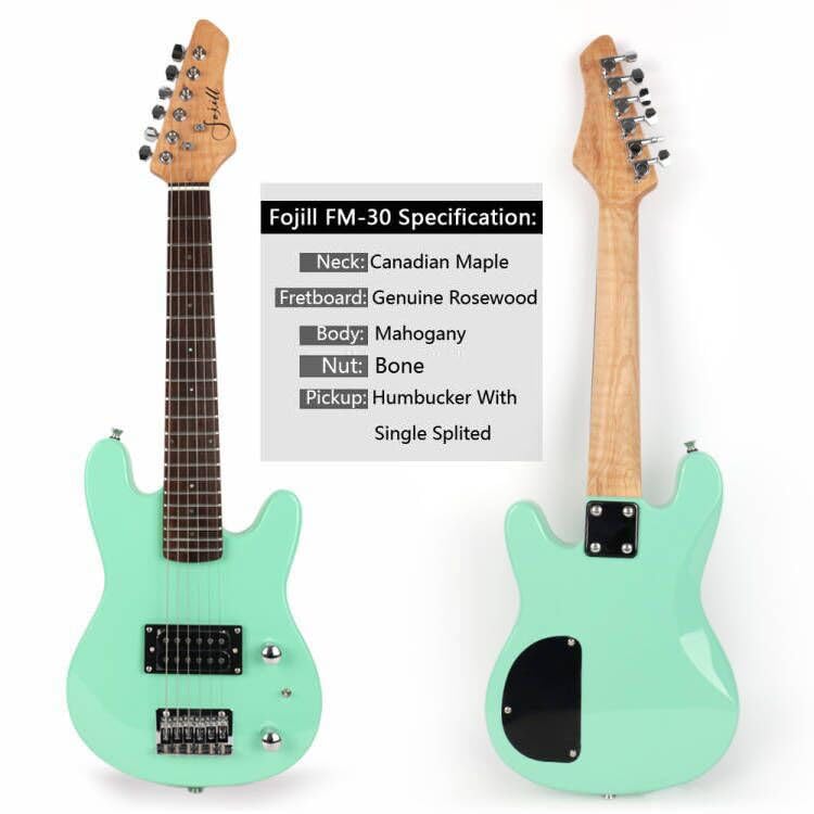 30 Inch Electric Guitar Starter Kit for Kids & Teens - Beginner Guitar Set with Amp, 600D Gig Bag, Picks, Cable, Strap & Extra Strings (Mini Size, Green) | Perfect for Home Practice, Music Lessons & Rock Band Performances