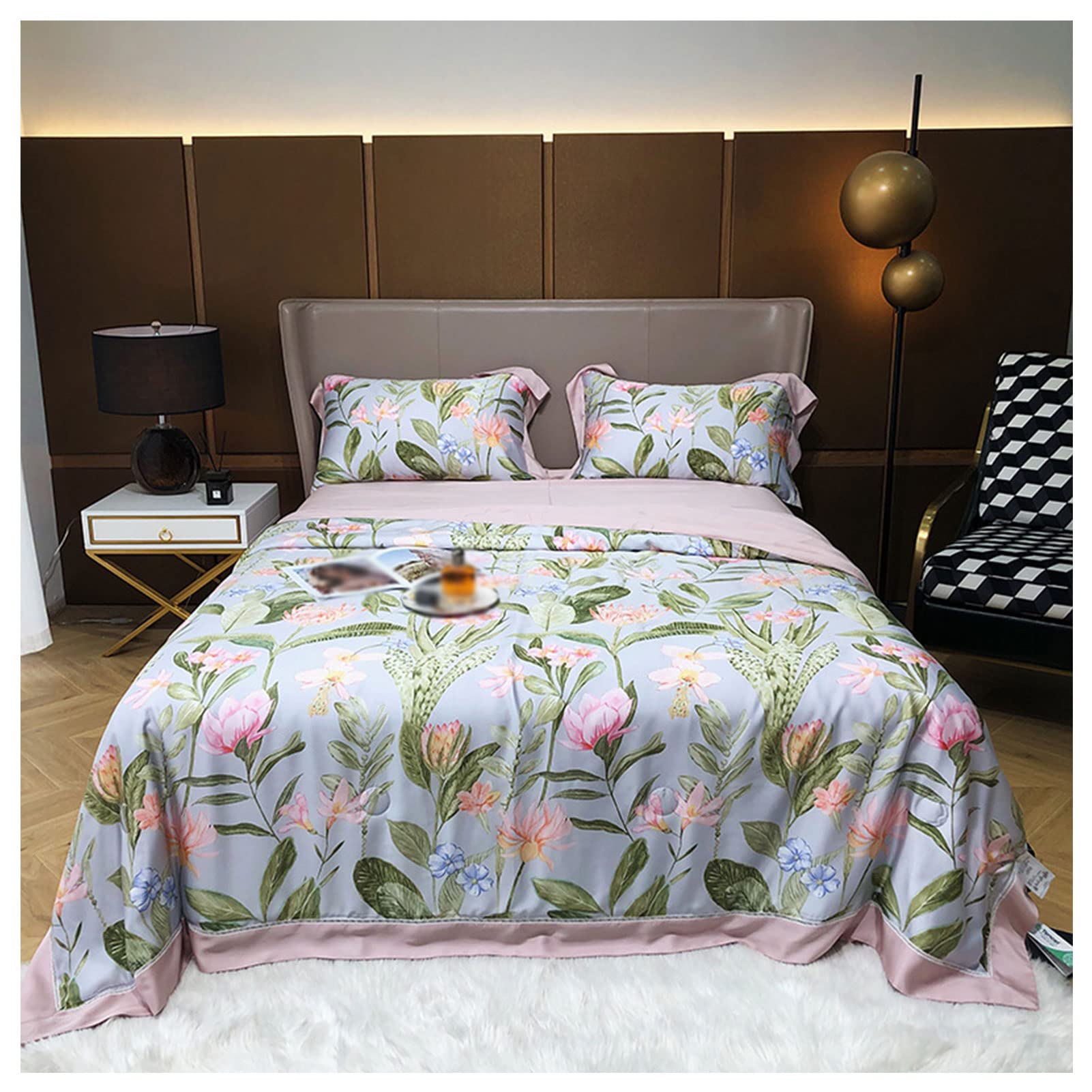 2022 Tencel 4-Piece Bedding Set - Breathable Summer Cooling Comforter, Lightweight All-Season Quilt for AC Rooms | Machine Washable Full/Queen Size 200x230cm | Perfect for Dorms, Kids Rooms & Guest Bedrooms
