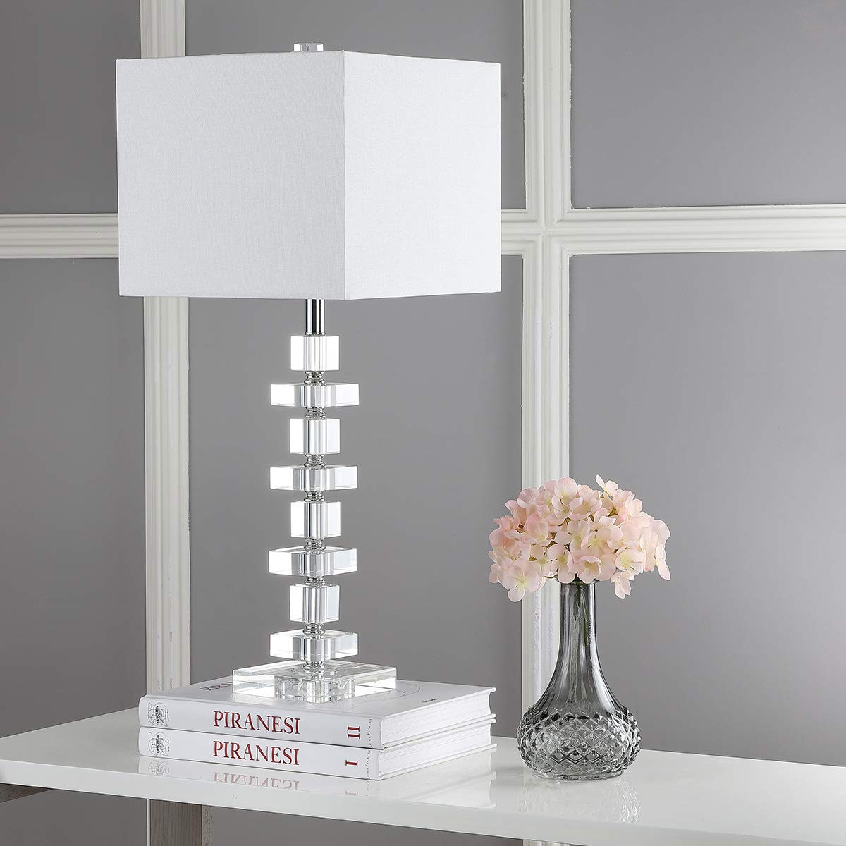 SAFAVIEH Modern Deco 28-inch Table Lamp Set of 2 with LED Bulbs - Stylish Lighting for Bedroom, Living Room & Home Office - Perfect for Nightstand, Reading Nook or Workspace Ambience