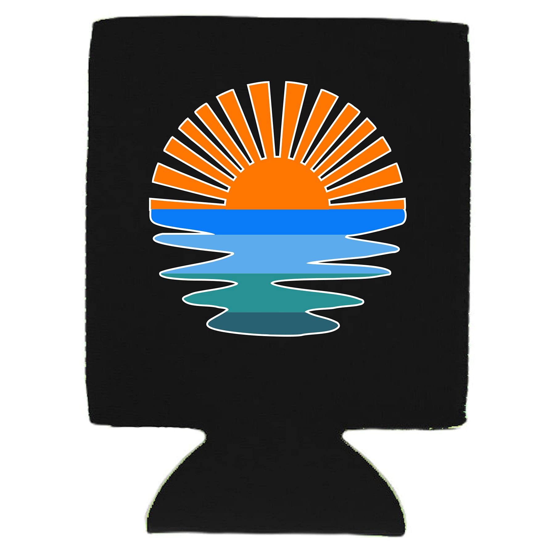 Retro Sunset Magnetic Can Cooler (2 Pack, Black) - Keep Drinks Cold at Beach, Pool Parties & Outdoor Events