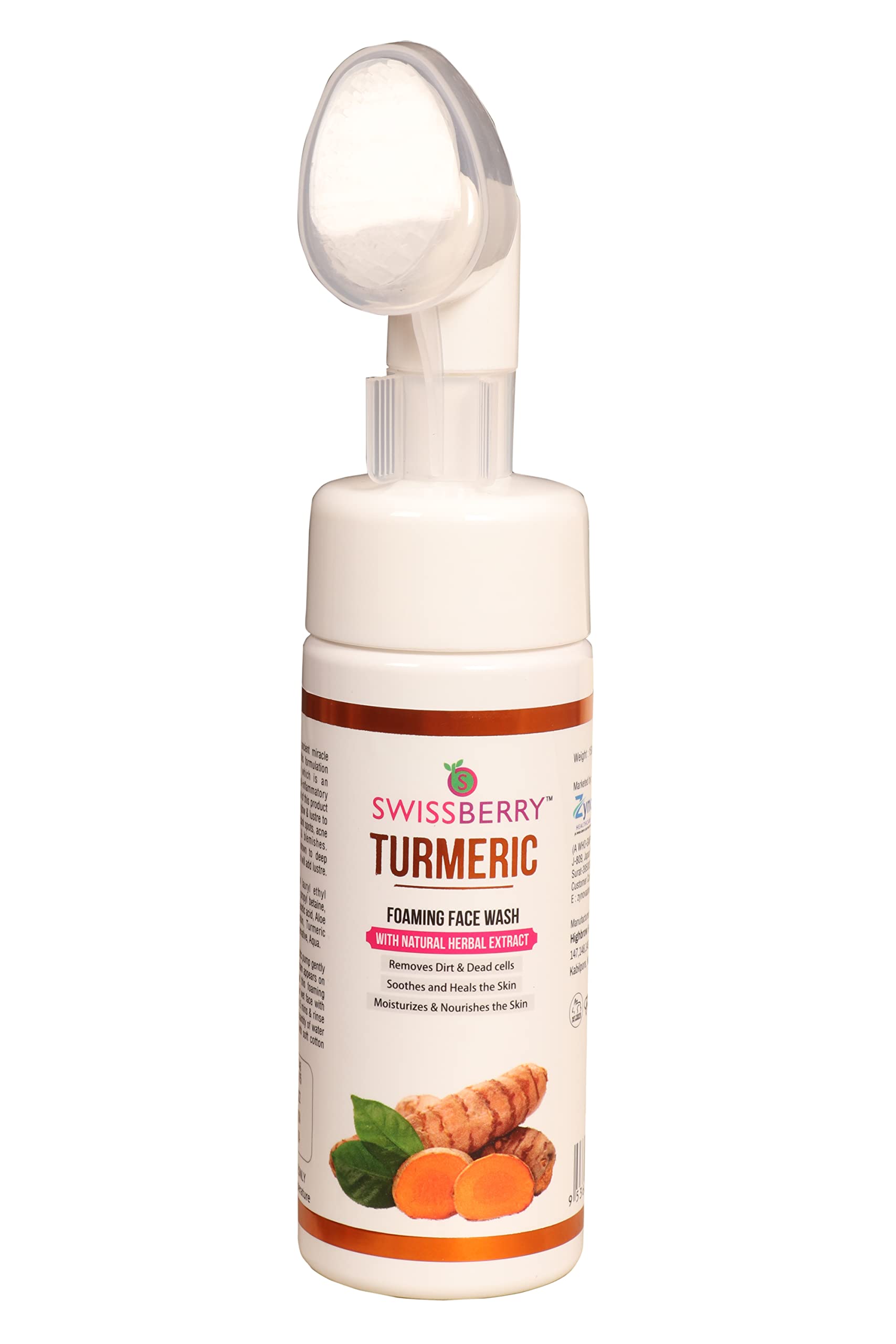 Swissberry Turmeric Foaming Face Wash with Natural Herbal Extract - Brightening & Anti-Aging Facial Cleanser for Glowing Skin | Perfect for Morning & Night Skincare Routine