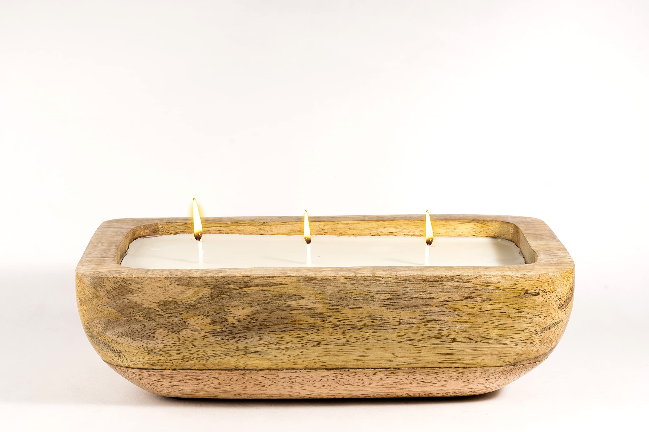 GURU JEE™ Mango Wood Urli 3 Wick Organic Starry Night Scented Candle - Smokeless Premium Soy Wax with Cotton Wick - Aromatherapy, Home Decor, Luxury Gift (40 Hour Burn Time) | Perfect for Yoga, Meditation, Romantic Dinners & Spa Nights