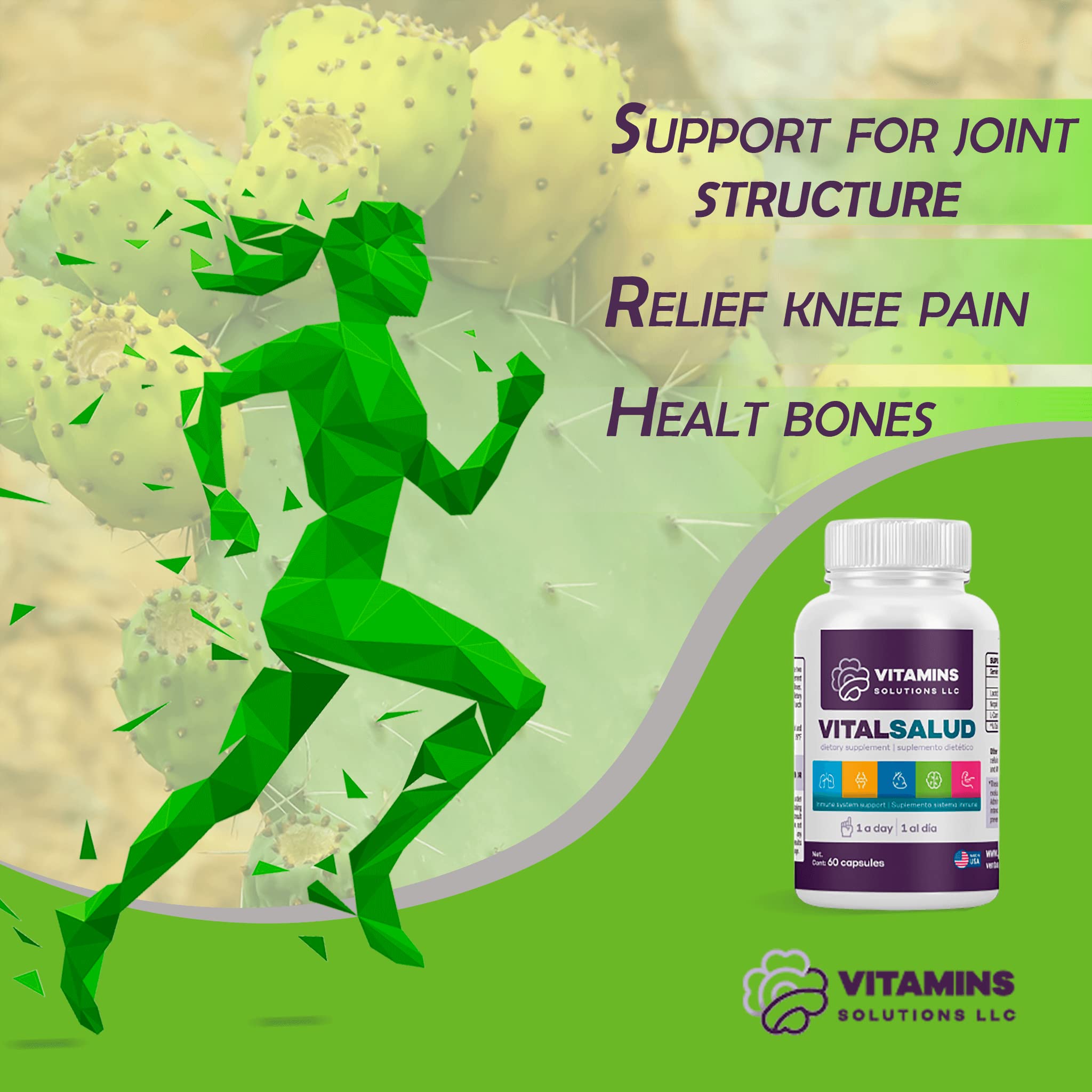 Vital Salud Varicose Veins Treatment - 100% Organic Supplement with L-Carnitine & Nopal for Circulation & Energy Support - 60 Capsules - Perfect for Leg Discomfort & Daily Wellness Routine