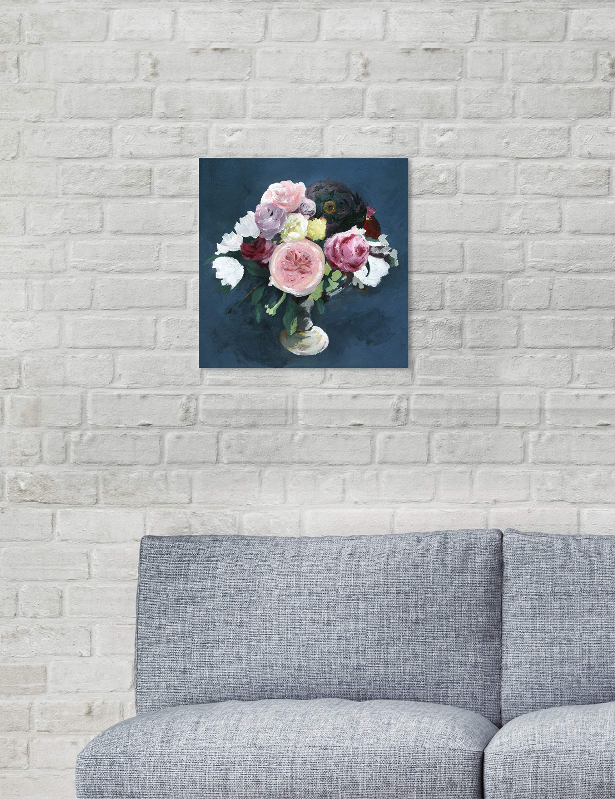 Oliver Gal Artist Co. Floral Wall Art Canvas Print - 12x12 Inch Pink & Blue Night Bouquet Painting, Modern Home Decor for Living Room, Bedroom & Office