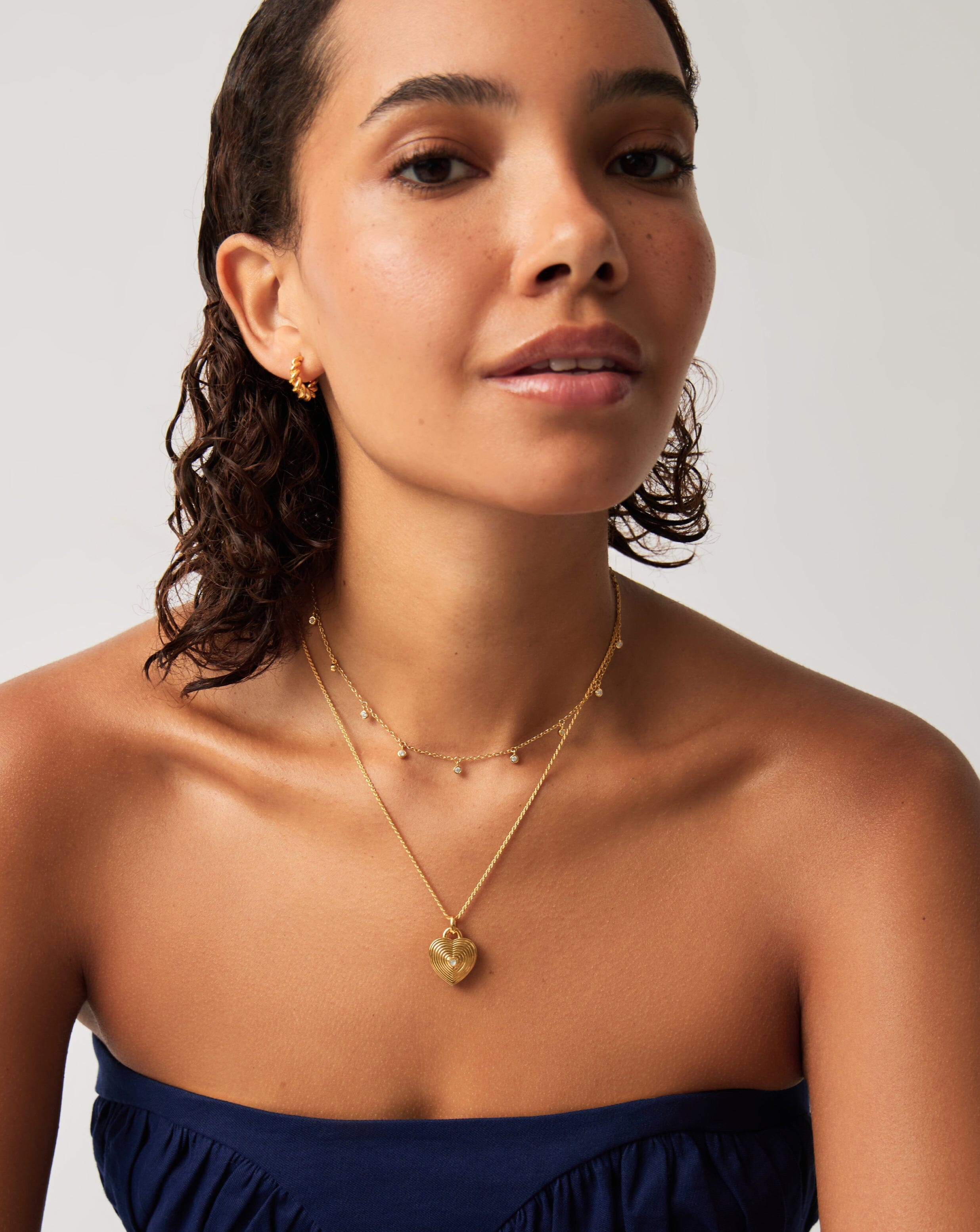 Engravable Heart Ridge Locket Pendant Necklace - 18k Gold Vermeil & Rainbow Moonstone Jewelry for Women | Personalized Gift for Mom, Wife, Girlfriend | Valentine's Day, Anniversary, Birthday Present