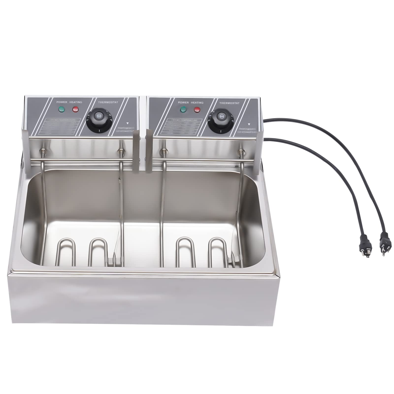 12.7QT Stainless Steel Electric Deep Fryer with Baskets & Lid - 12L Countertop Oil Fryer for Home Kitchen, Snacks, Chicken, Fish & More - Perfect for Parties, Restaurants & Fast Food