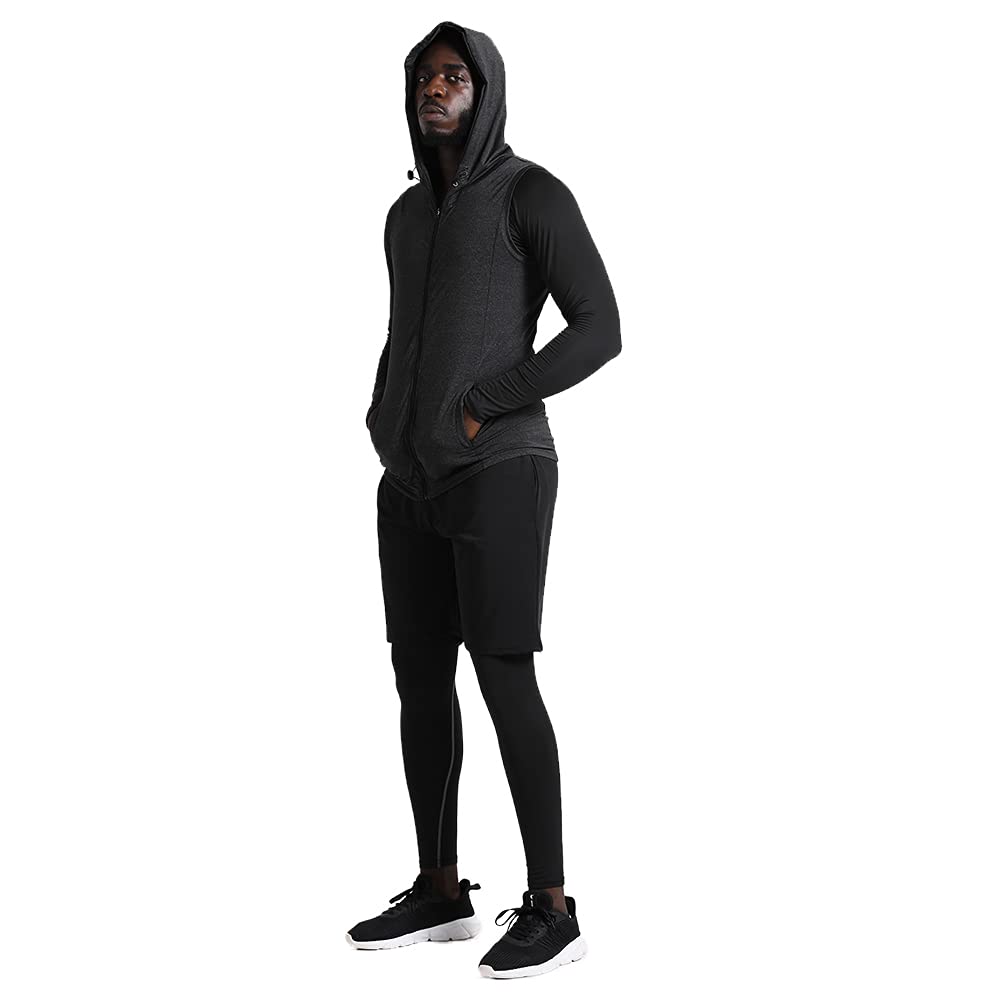 BUYJYA 5-Pack Men's Compression Workout Set - Long Sleeve Shirt & Pants Gym Clothing for Running, Training & Fitness - Moisture Wicking Athletic Outfit for Men
