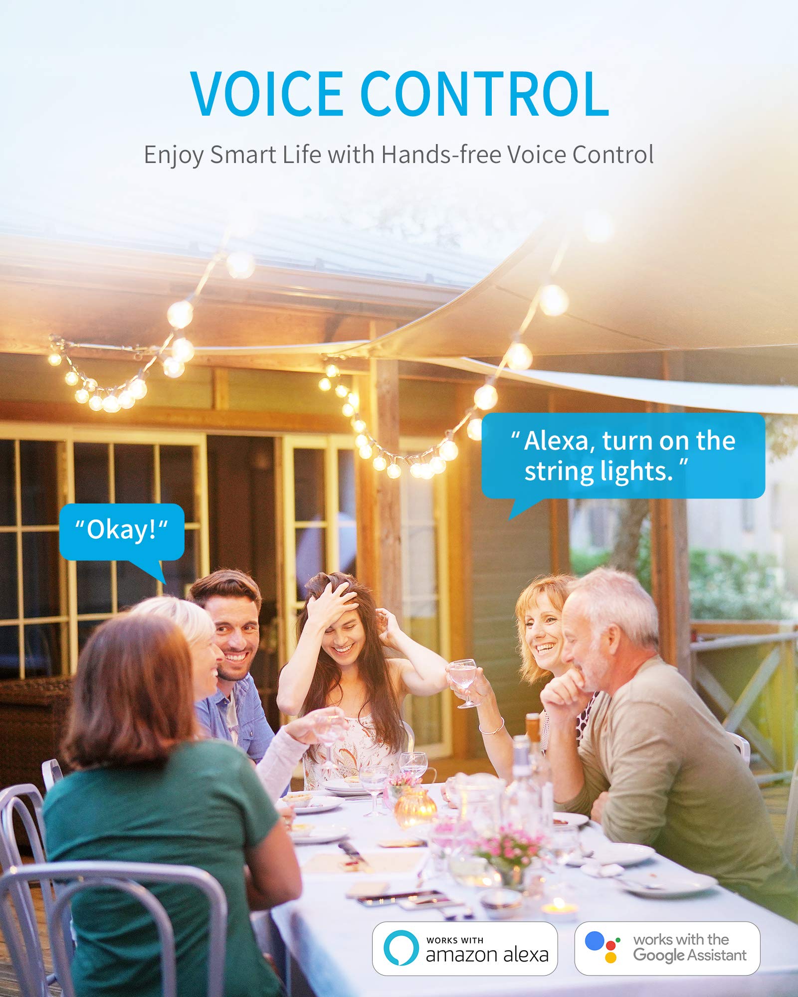Outdoor WiFi Smart Plug - 3 Grounded Outlets, Waterproof, Works with Alexa & Google Assistant, Remote Control Timer, FCC Certified for Patio Lights, Pool Equipment & Holiday Decorations