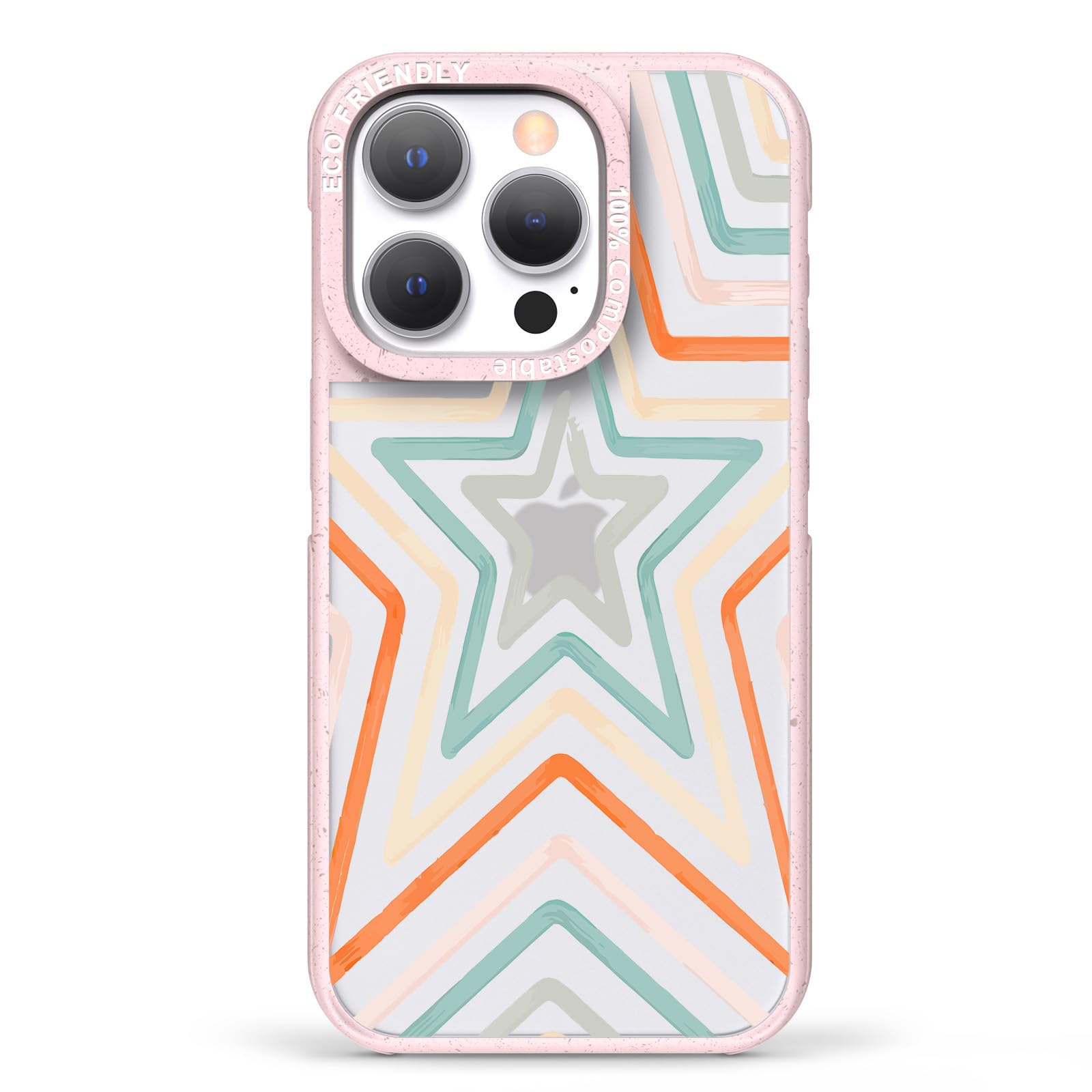 Eco-Friendly Plant-Based iPhone 15 Pro Case (6.1 Inch) - Cute Star Pattern Matte Cover for Women & Girls | Perfect Gift for Nature Lovers & Daily Protection