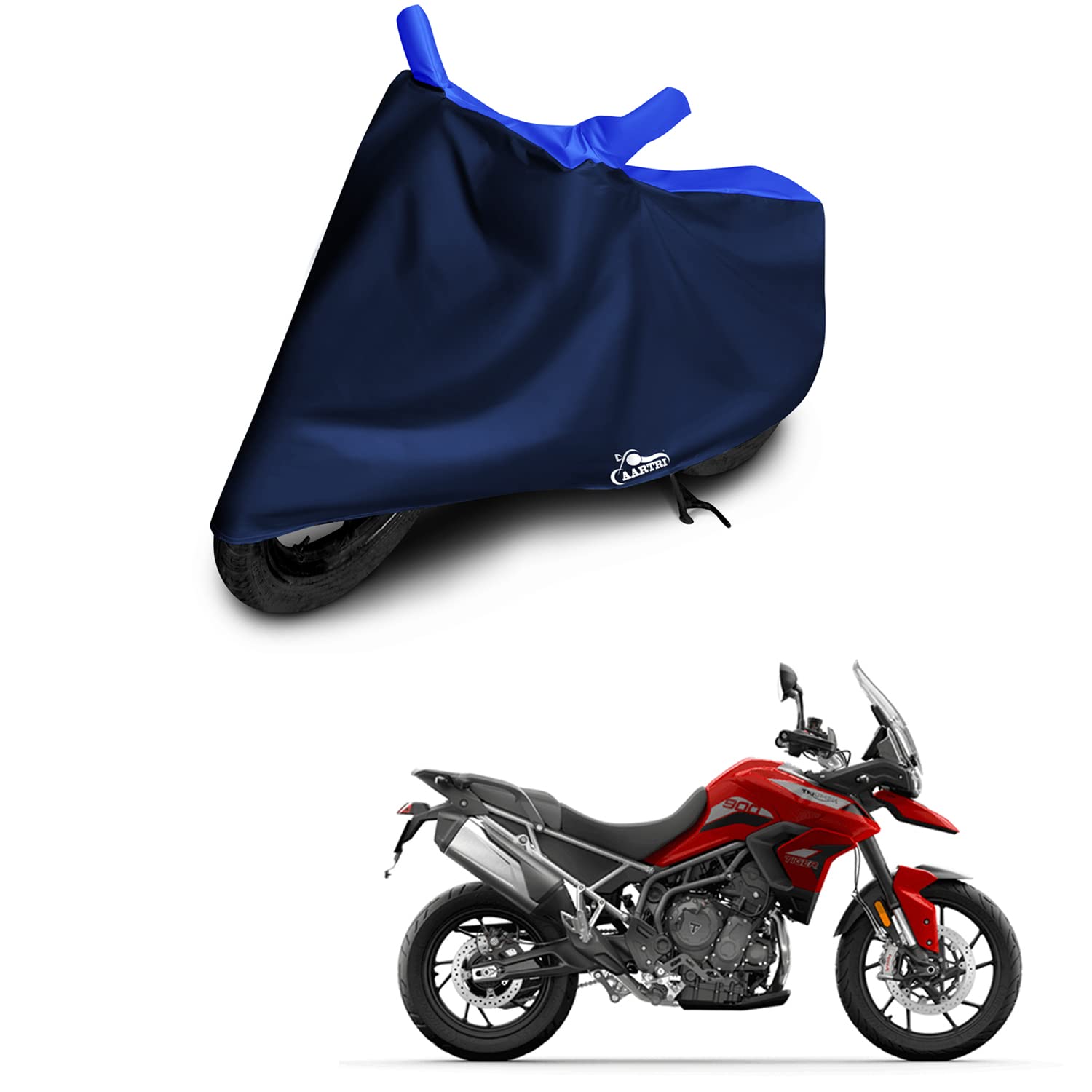 2022 Triumph Tiger 900 Motorcycle Body Cover - UV Protection & Dustproof (Royal Blue Stripes) - Perfect for Outdoor Parking & Long-Term Storage