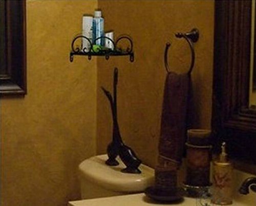 Black Wrought Iron Triangle Corner Shelf for Bathroom & Garden - Space-Saving Storage Solution for Plants, Towels & Decor