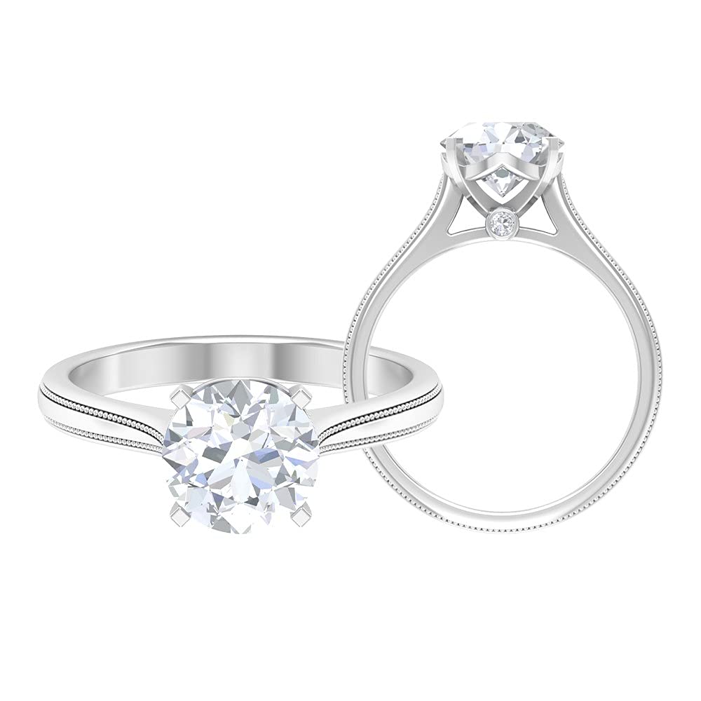 2.25 Carat Moissanite Engagement Ring for Women - 8mm Round Cut Solitaire Ring in 14K Solid Gold with Certification - Perfect for Weddings, Anniversaries & Special Occasions