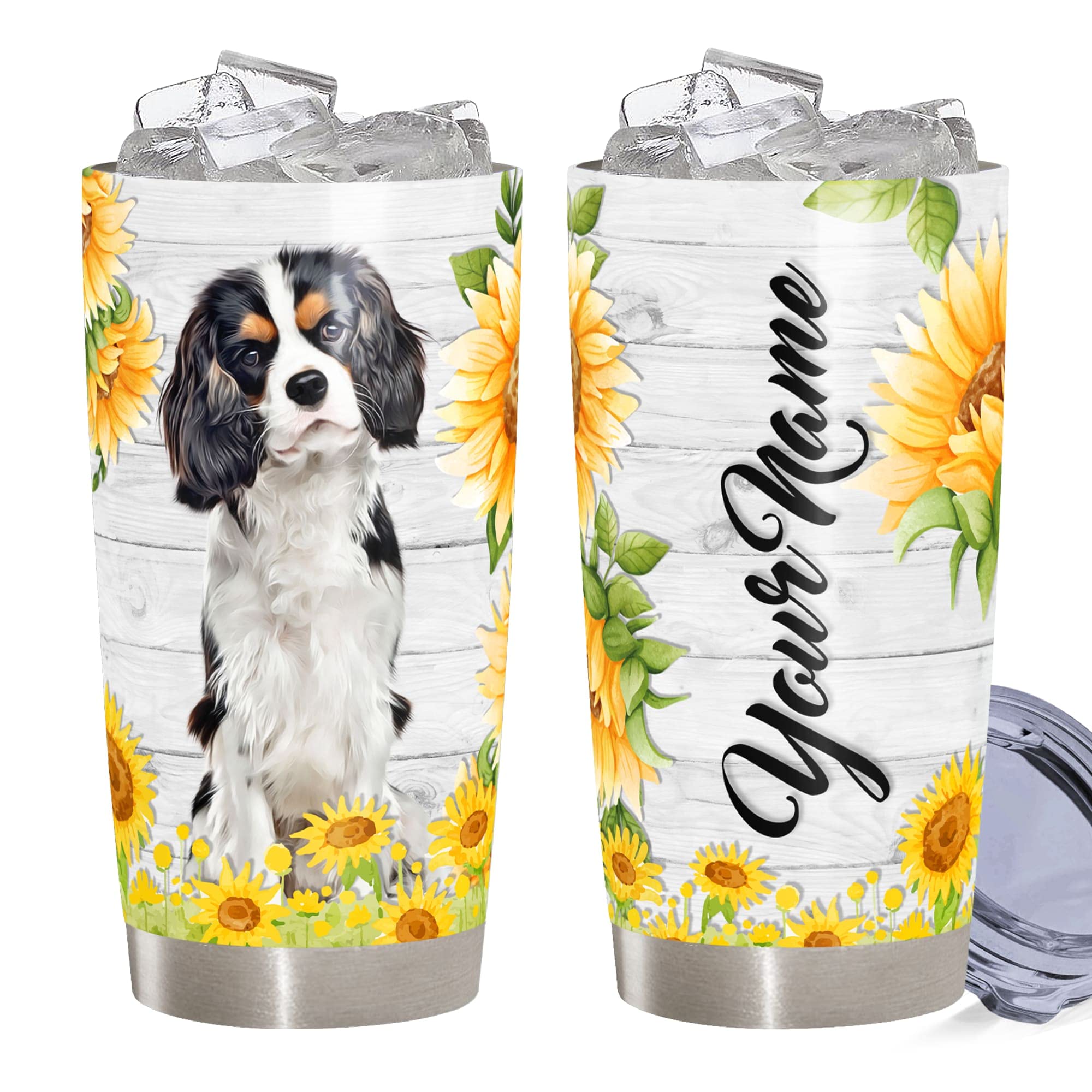 Personalized 20 Oz Stainless Steel Tumbler with Cavalier King Charles Spaniel Design - Insulated Travel Coffee Mug for Dog Lovers, Perfect Gift for Charles Spaniel Owners - Ideal for Commuting, Office Use & Outdoor Adventures